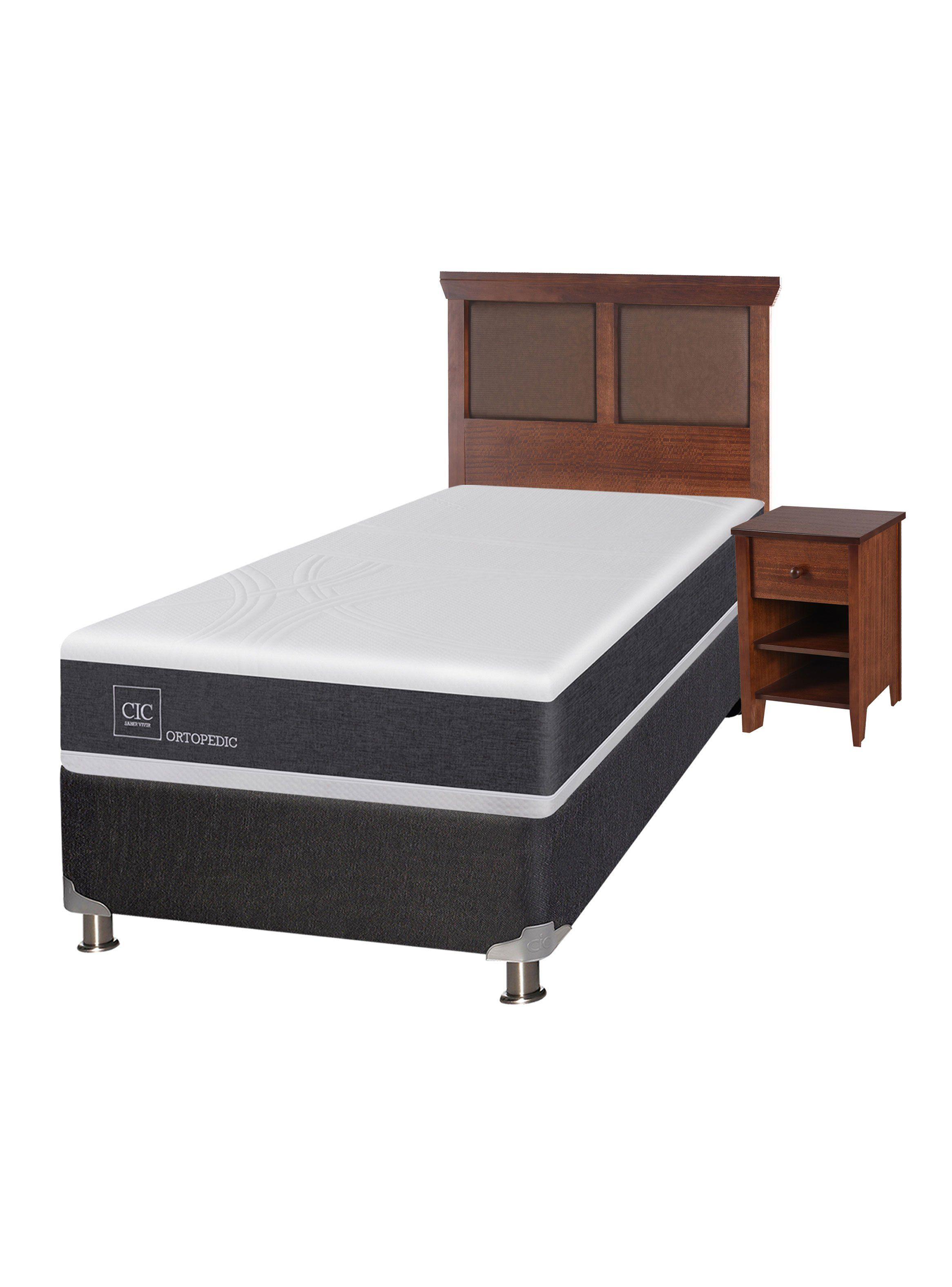 Box Spring New Ortopedic B5 Black 1.5 Plazas + Set Muebles New Torino Café-0