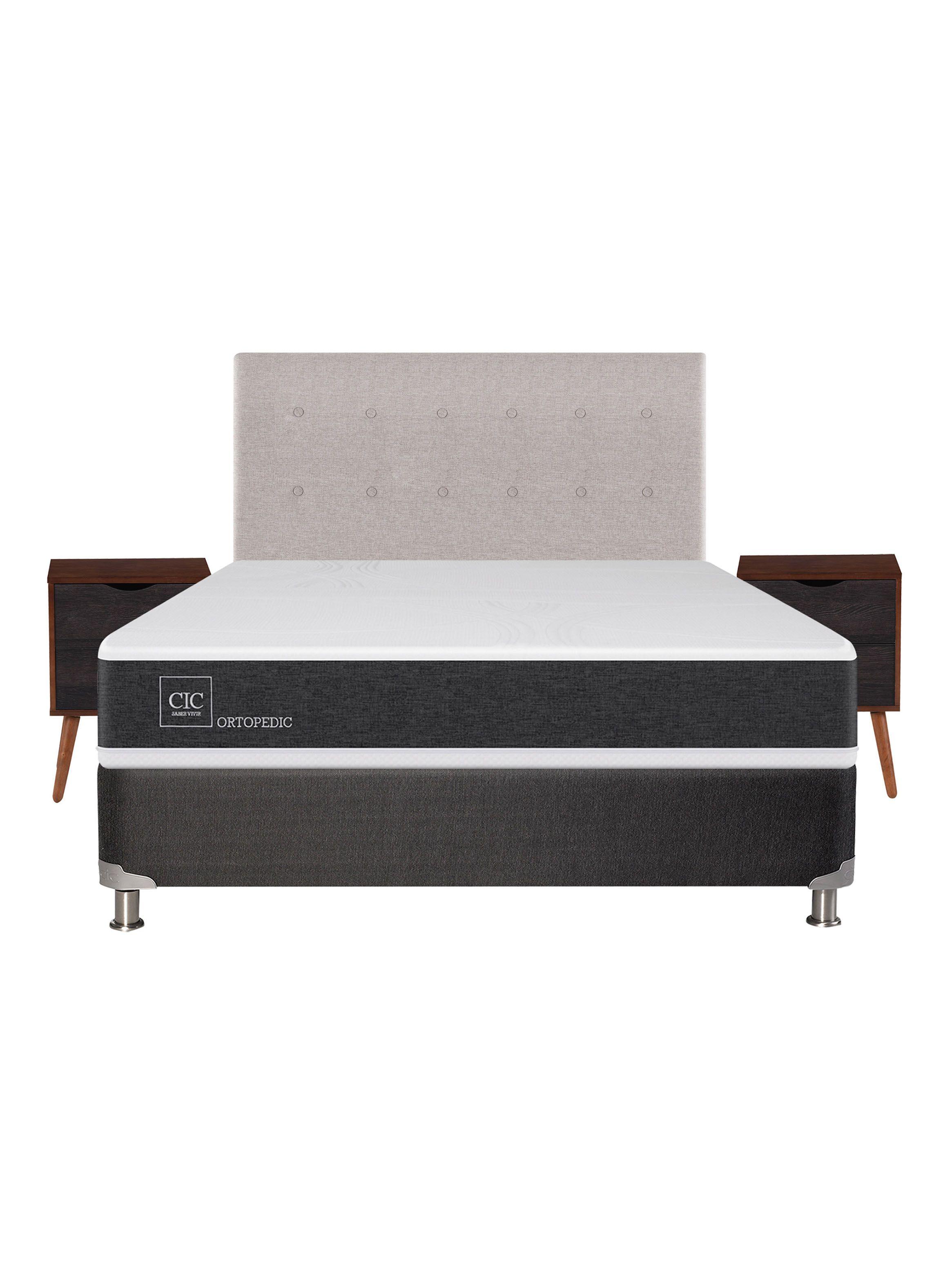 Box Spring New Ortopedic B5 Black 2 Plazas Base Normal + + Set Muebles Tigris-1