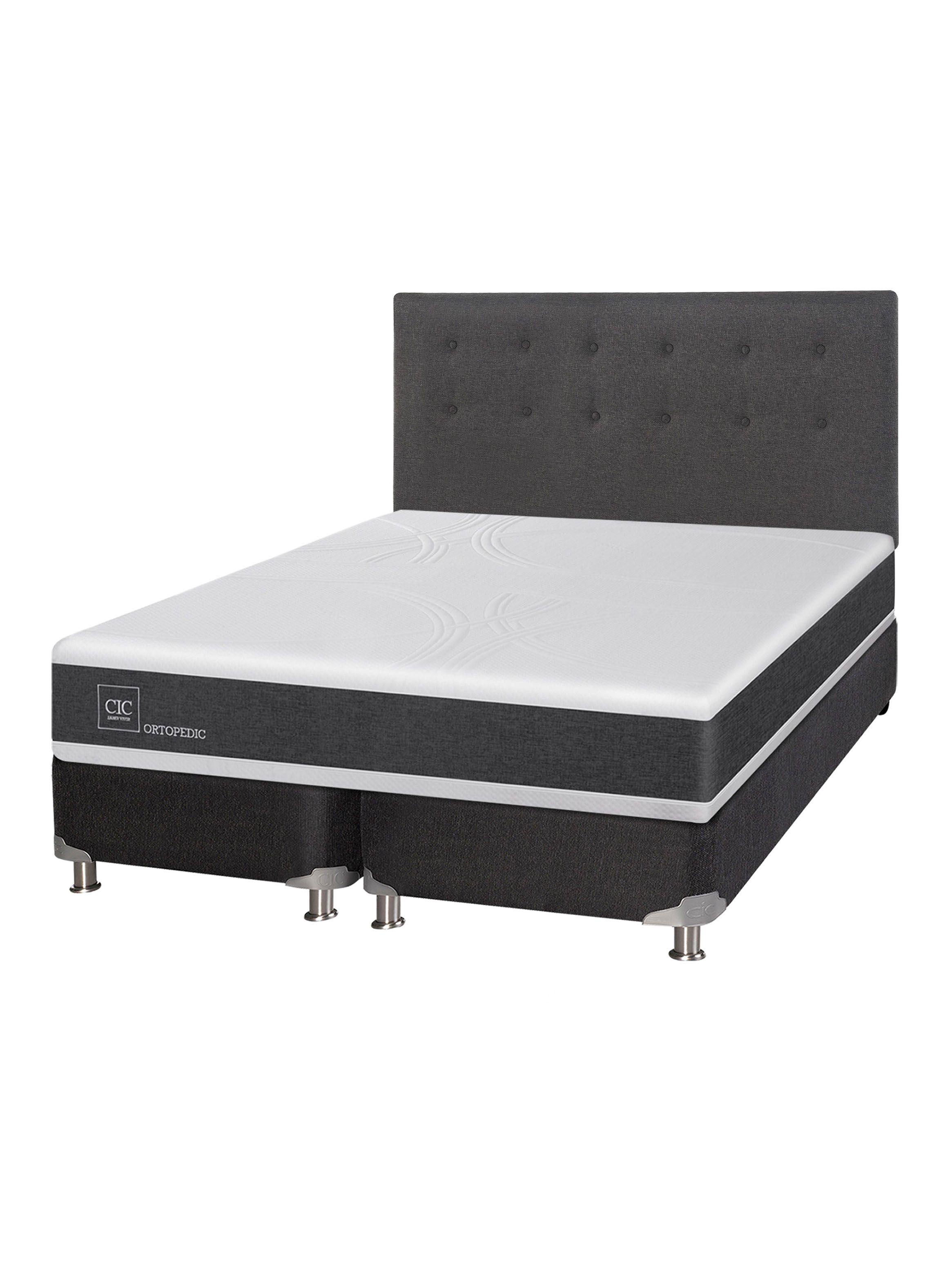 Box Spring New Ortopedic B5 Black 2 Plazas Base Dividida + Respaldo Eufrates-0