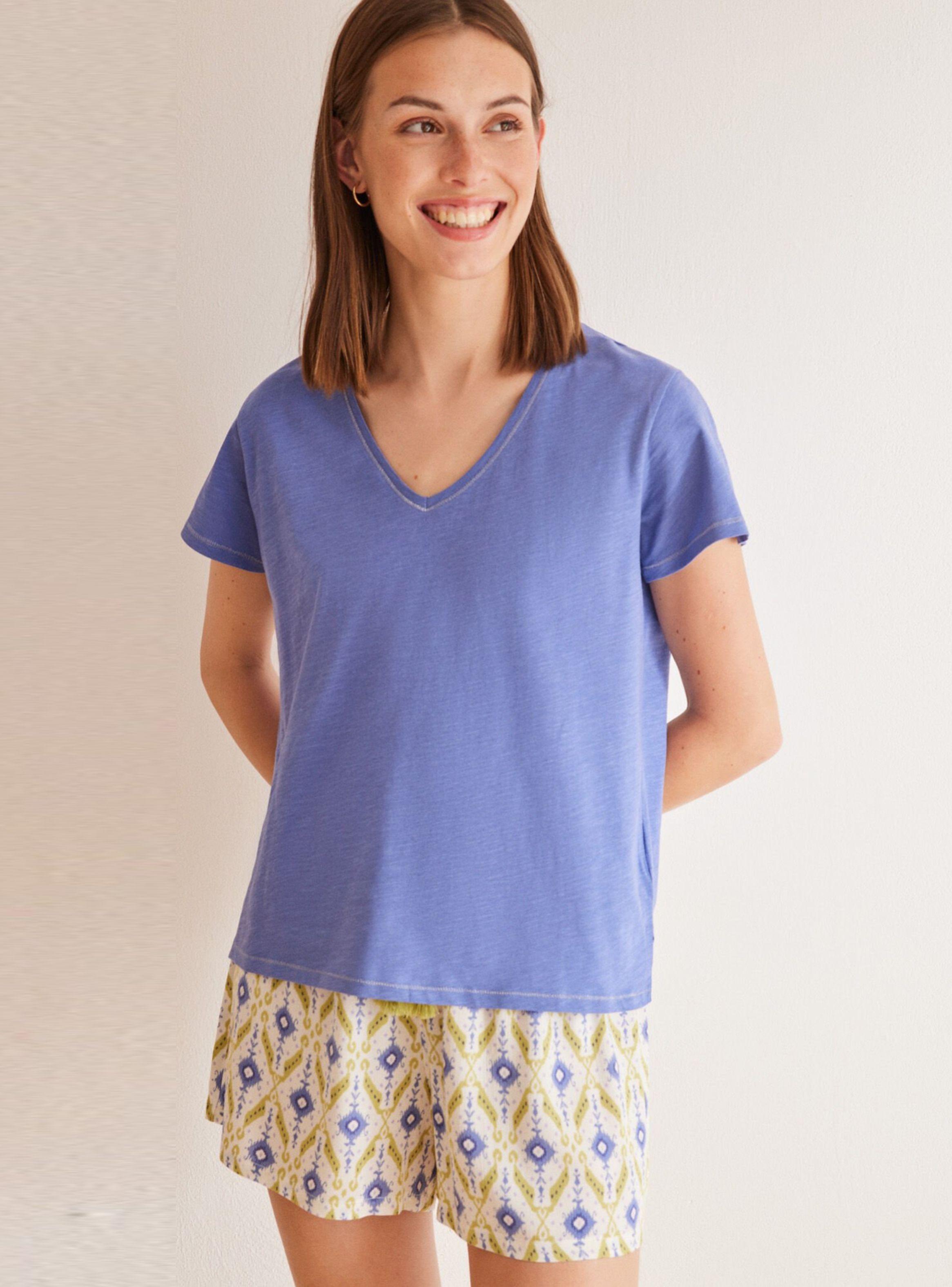 Polera Algodón Flamé Cuello V-0