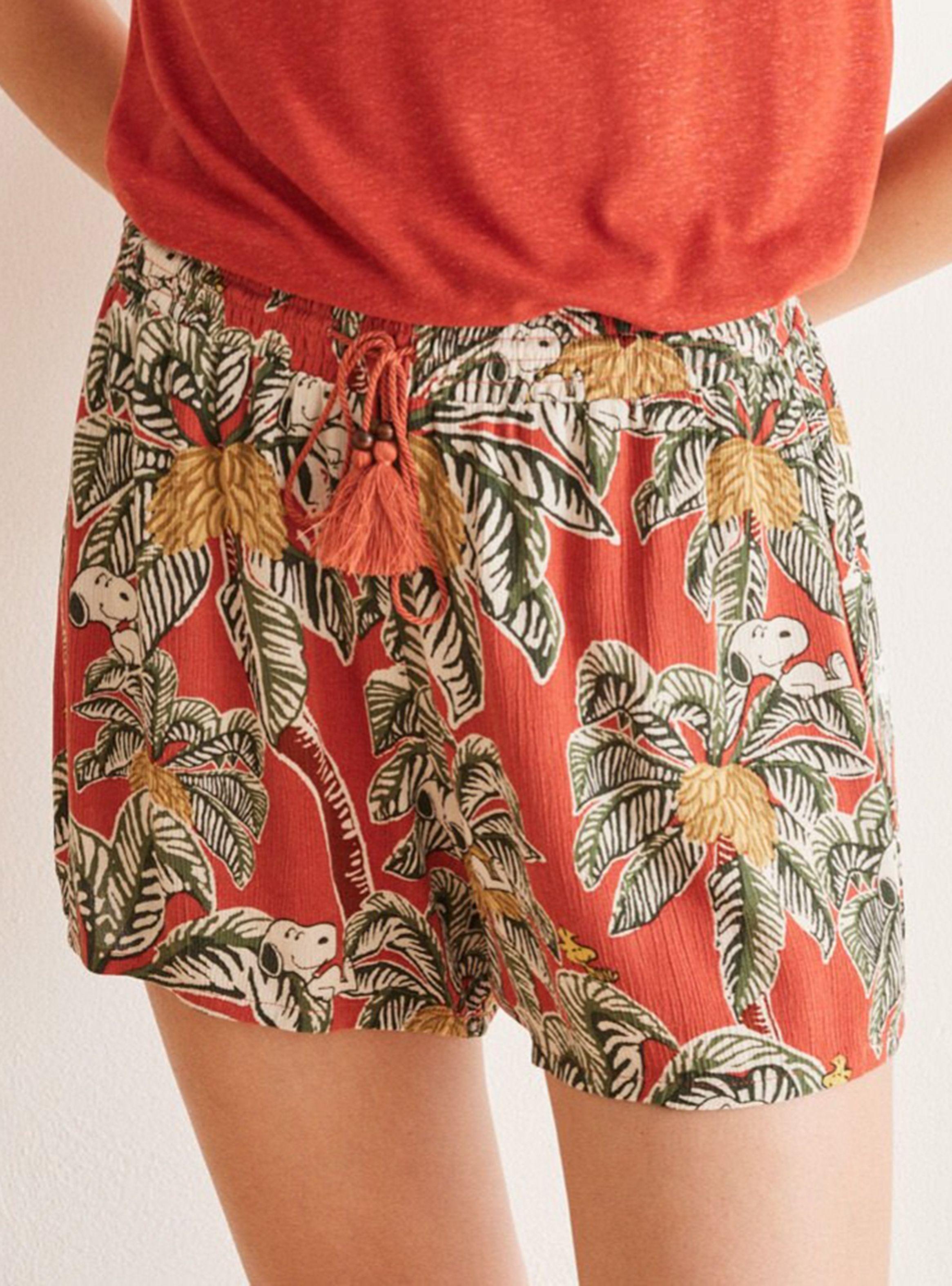 Short Viscosa Estampado Tropical Snoopy-1