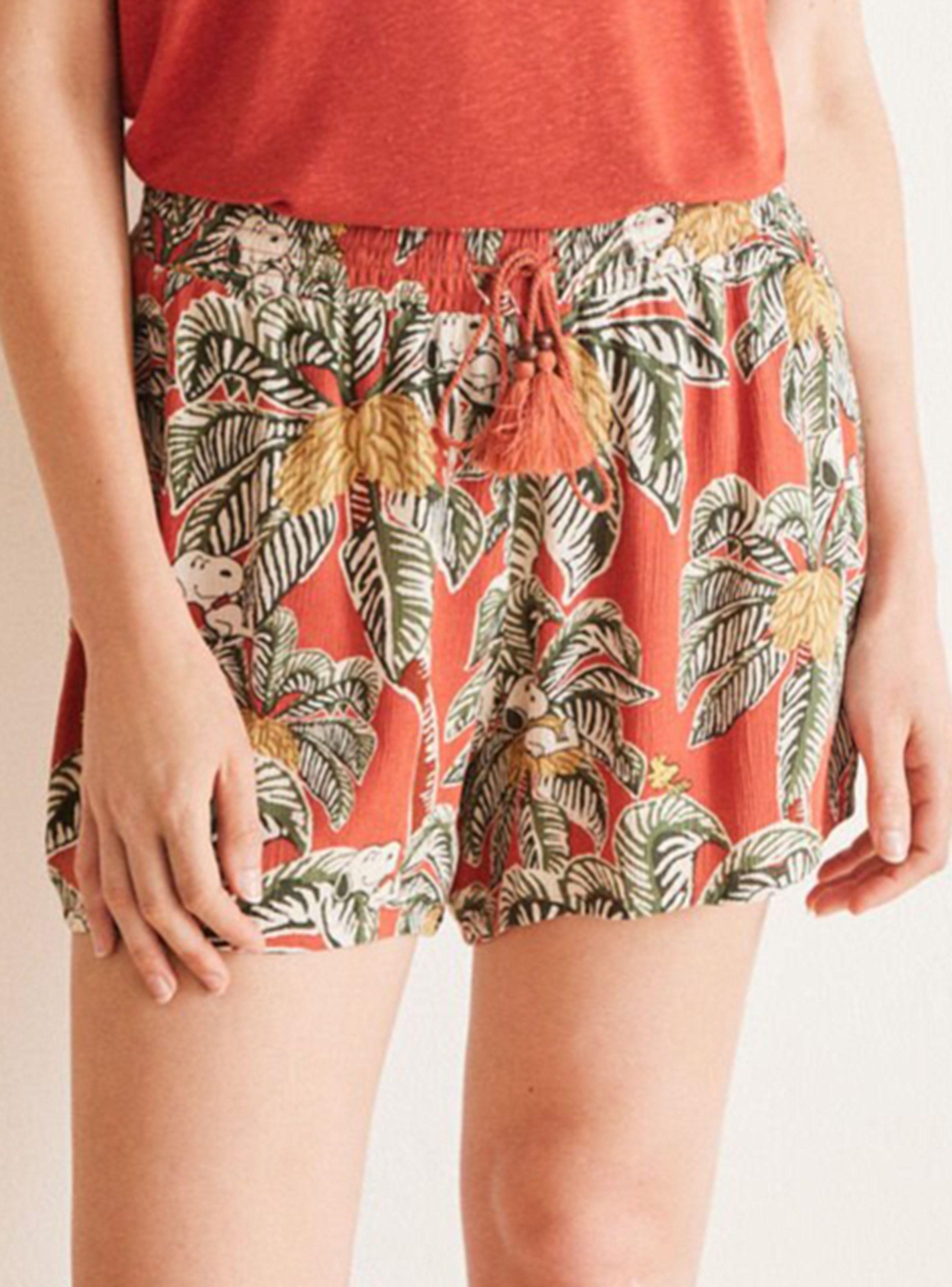 Short Viscosa Estampado Tropical Snoopy-0