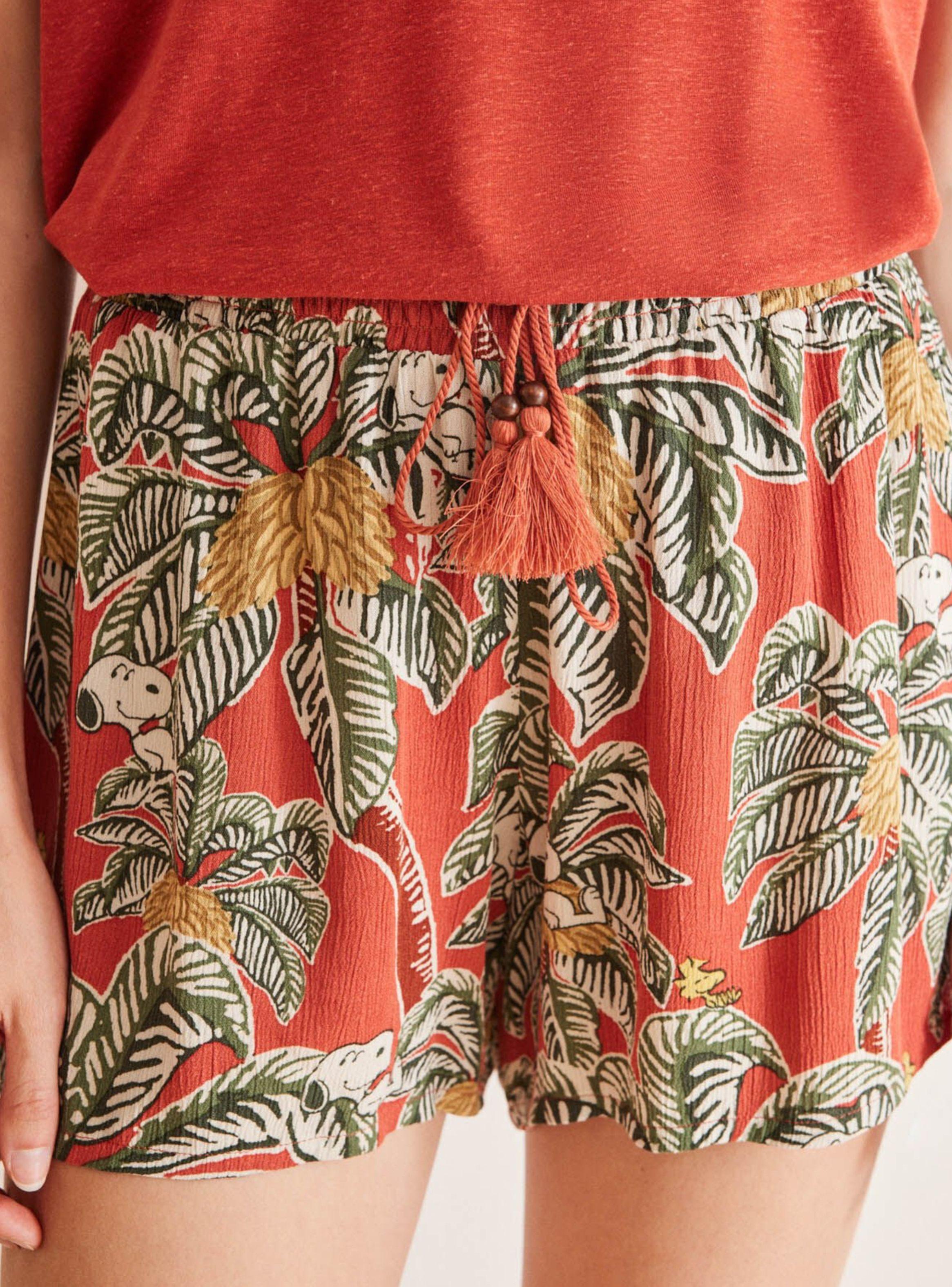 Short Viscosa Estampado Tropical Snoopy-2