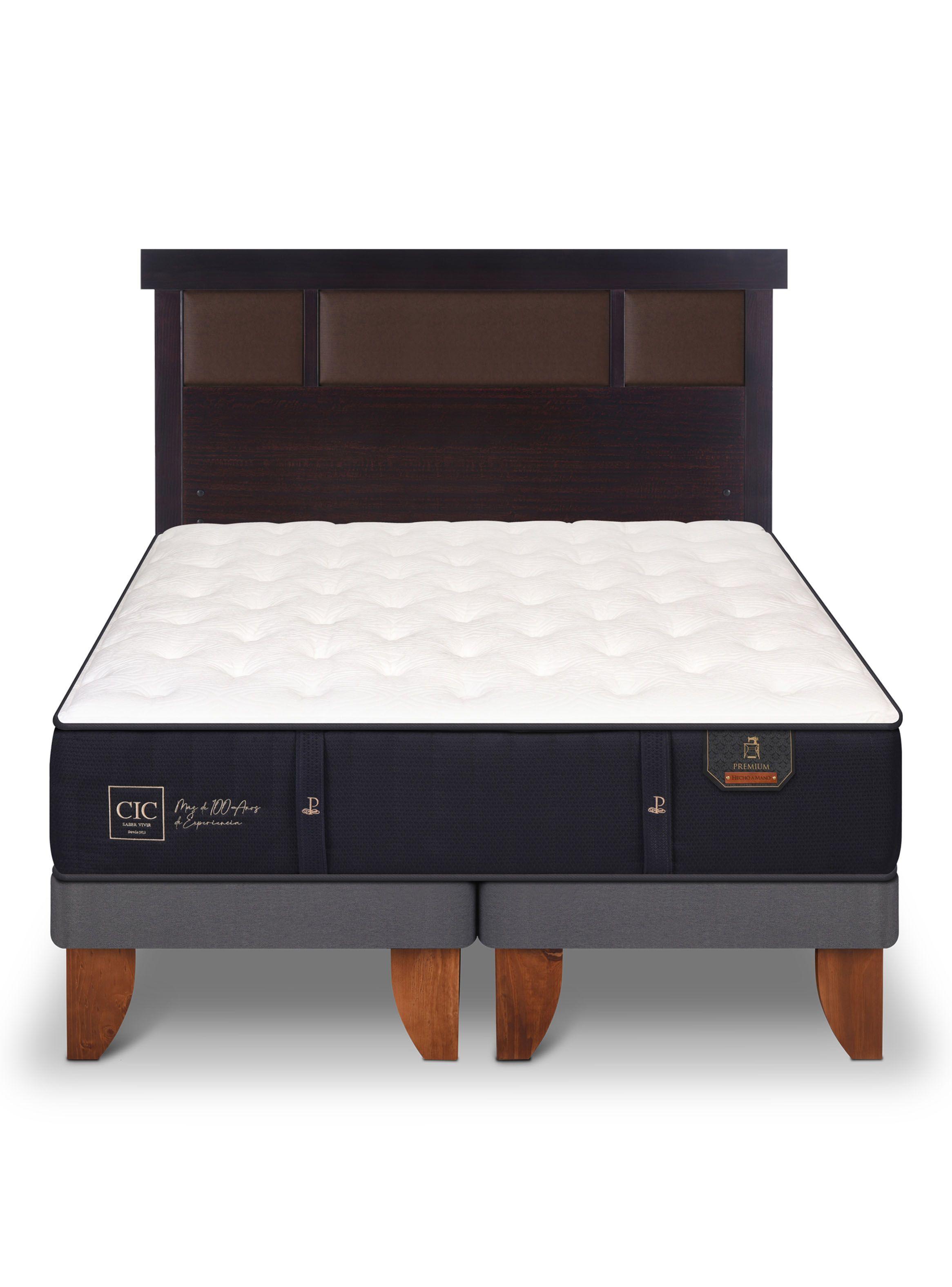 Cama Europea Premium 2 Plazas Base Dividida + Respaldo New Dublin Chocolate-2