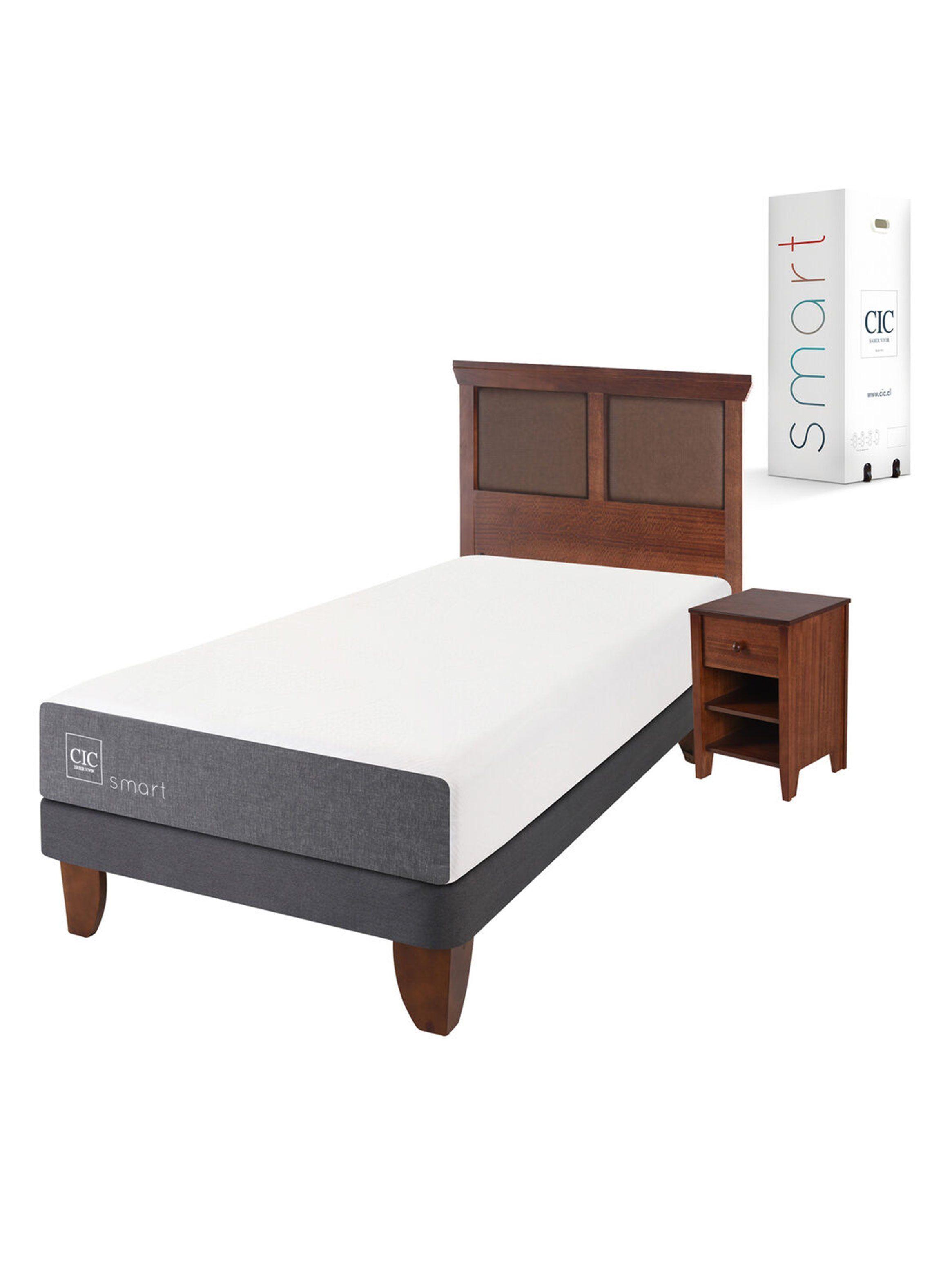Cama Europea Smart 1.5 Plazas + Set Muebles New Torino Caramelo-0