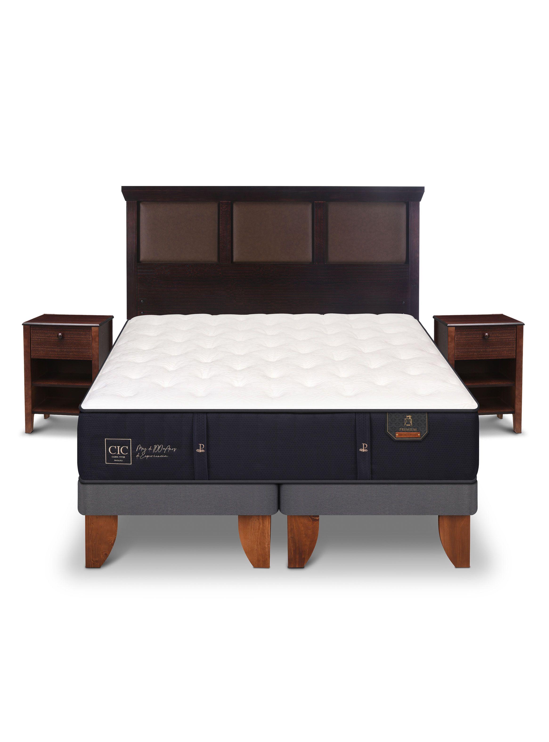 Cama Europea Premium King New Torino Chocolate + Set Muebles-2