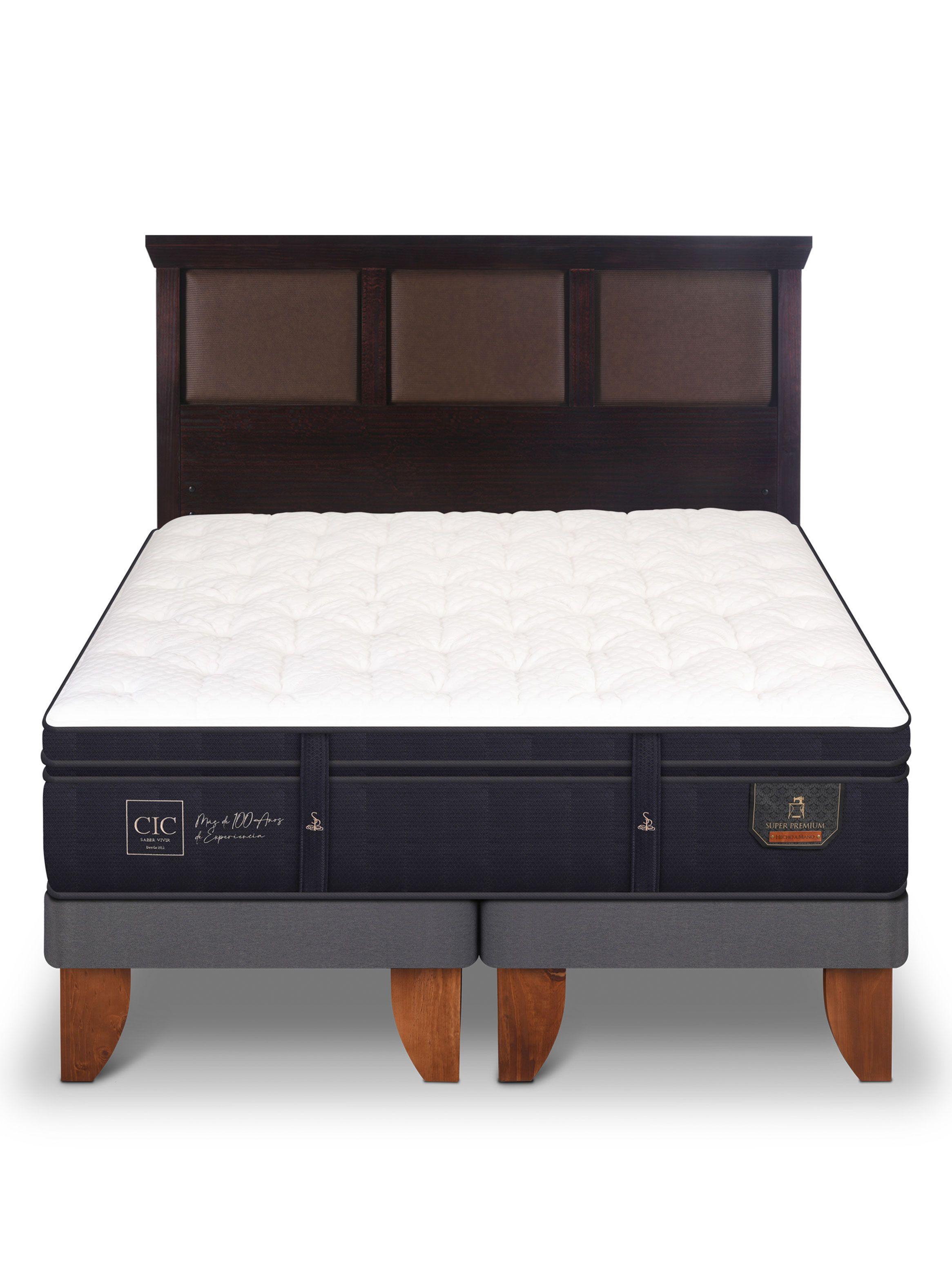 Cama Europea Super Premium 2 Plazas Base Dividida + Respaldo New Torino Chocolate-2