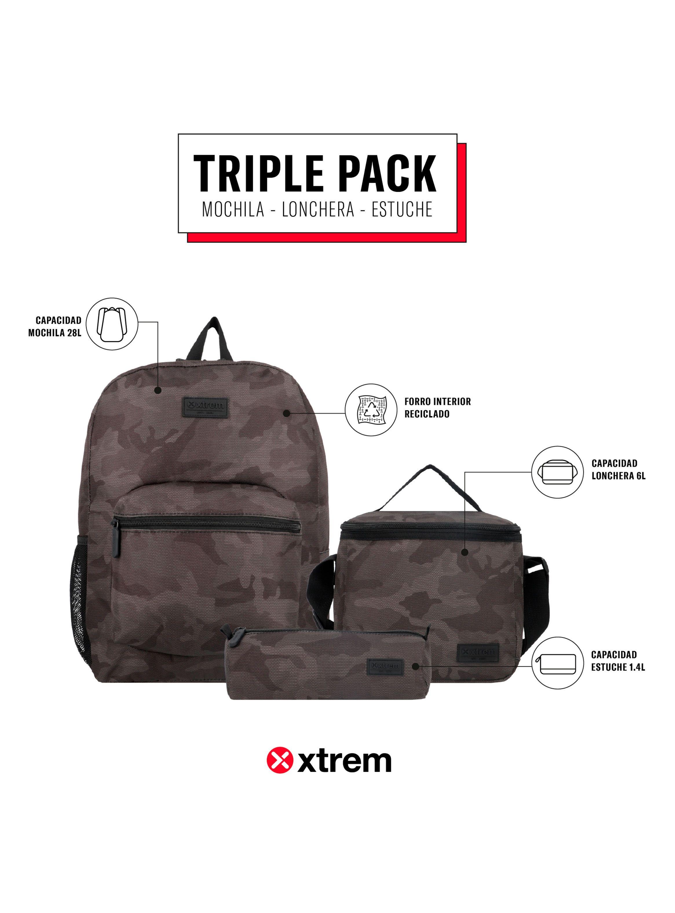 Triple Pack 5Xt Mochila Niño Verde Militar-1