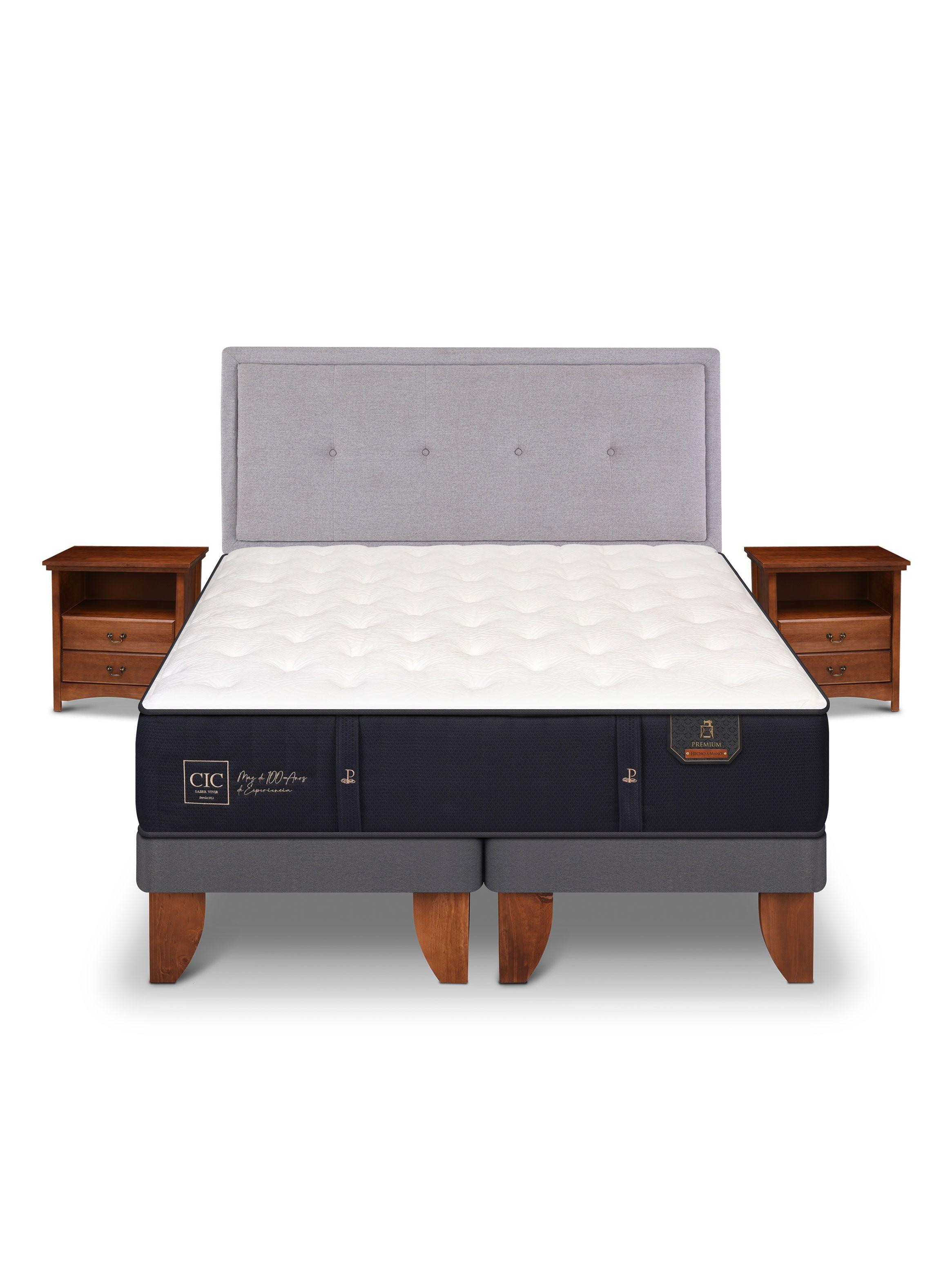 Cama Europea Premium 2 Plazas Base Dividida Ganges + Set Muebles-2