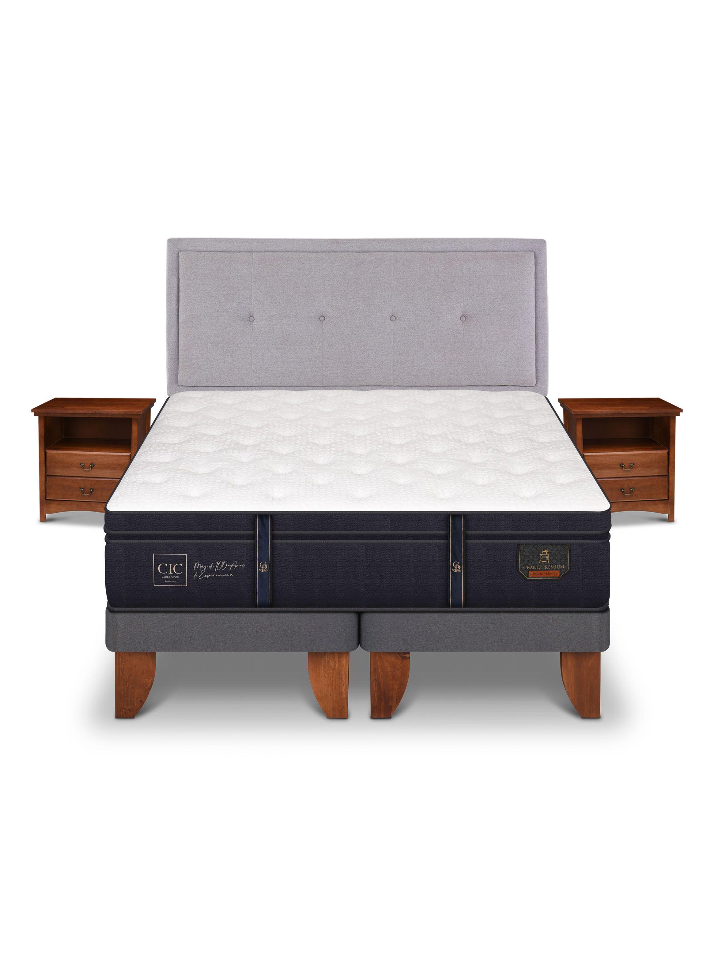 Cama Europea Grand Premium 2 Plazas Base Dividida Ganges + Set Muebles-2