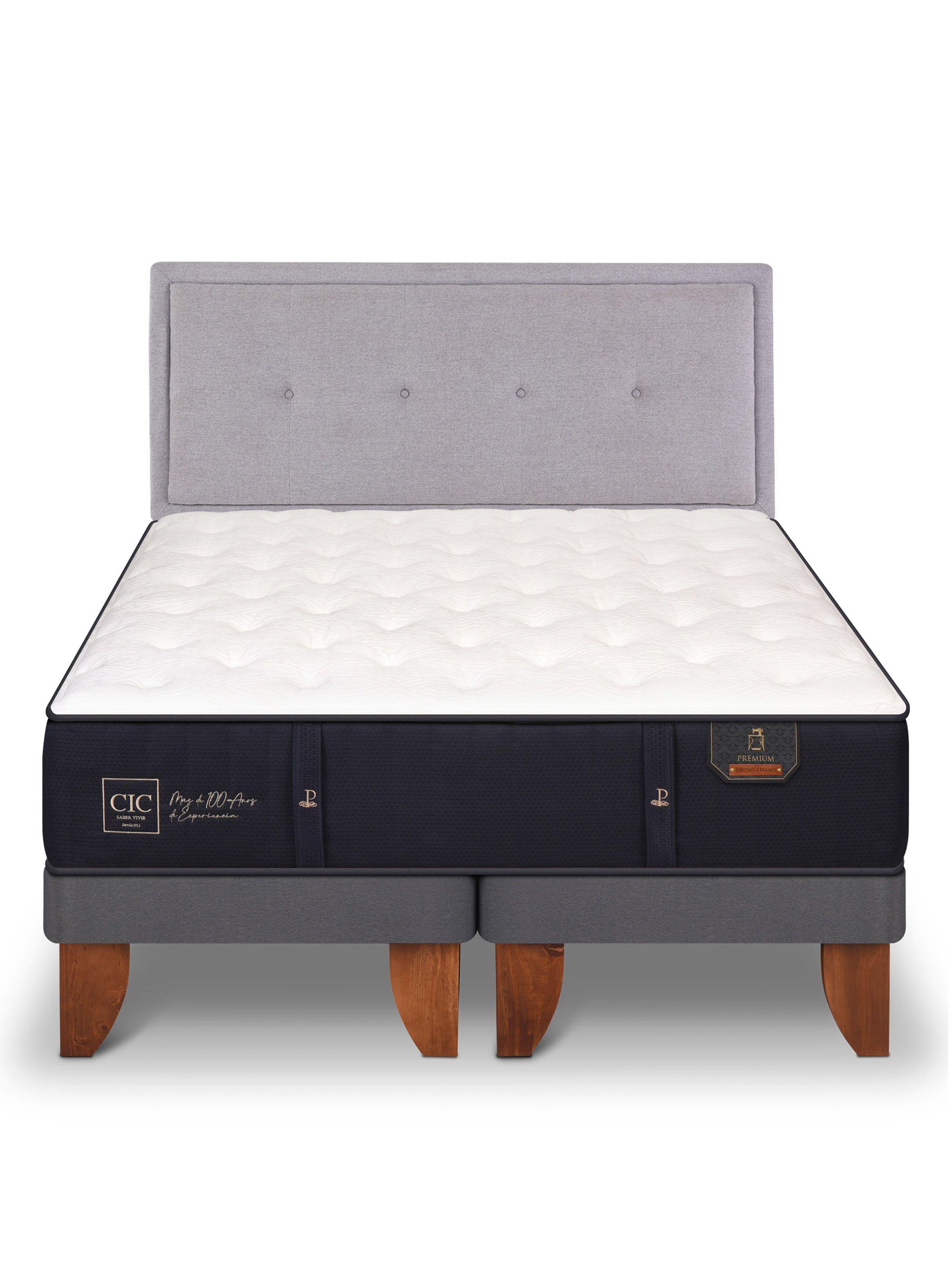 Cama Europea Premium 2 Plazas Base Dividida + Respaldo Ganges-2