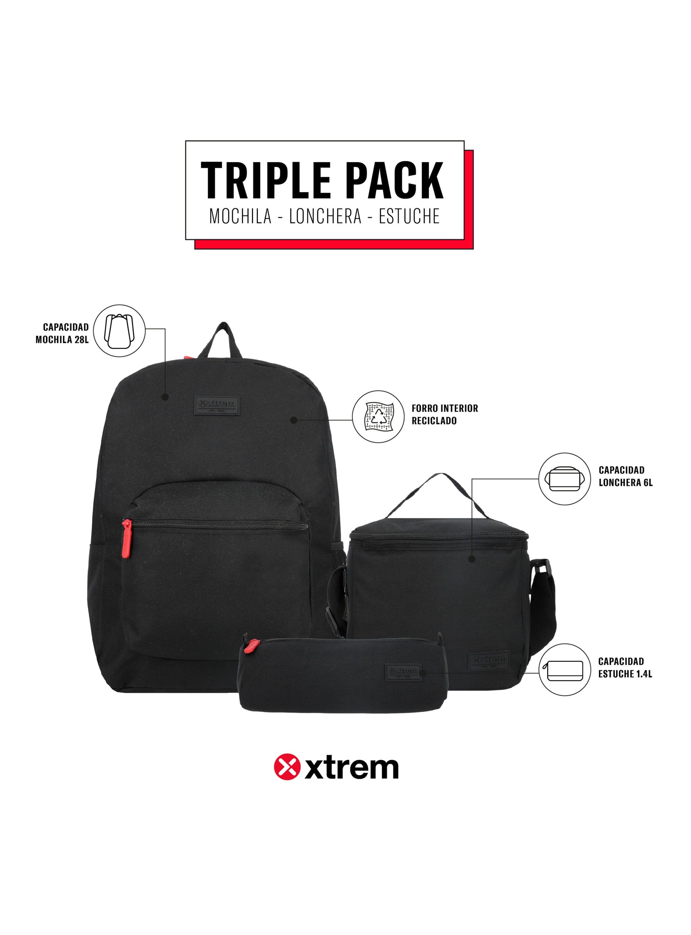 Triple Pack 5Xt Mochila Niño Negro/Rojo-1