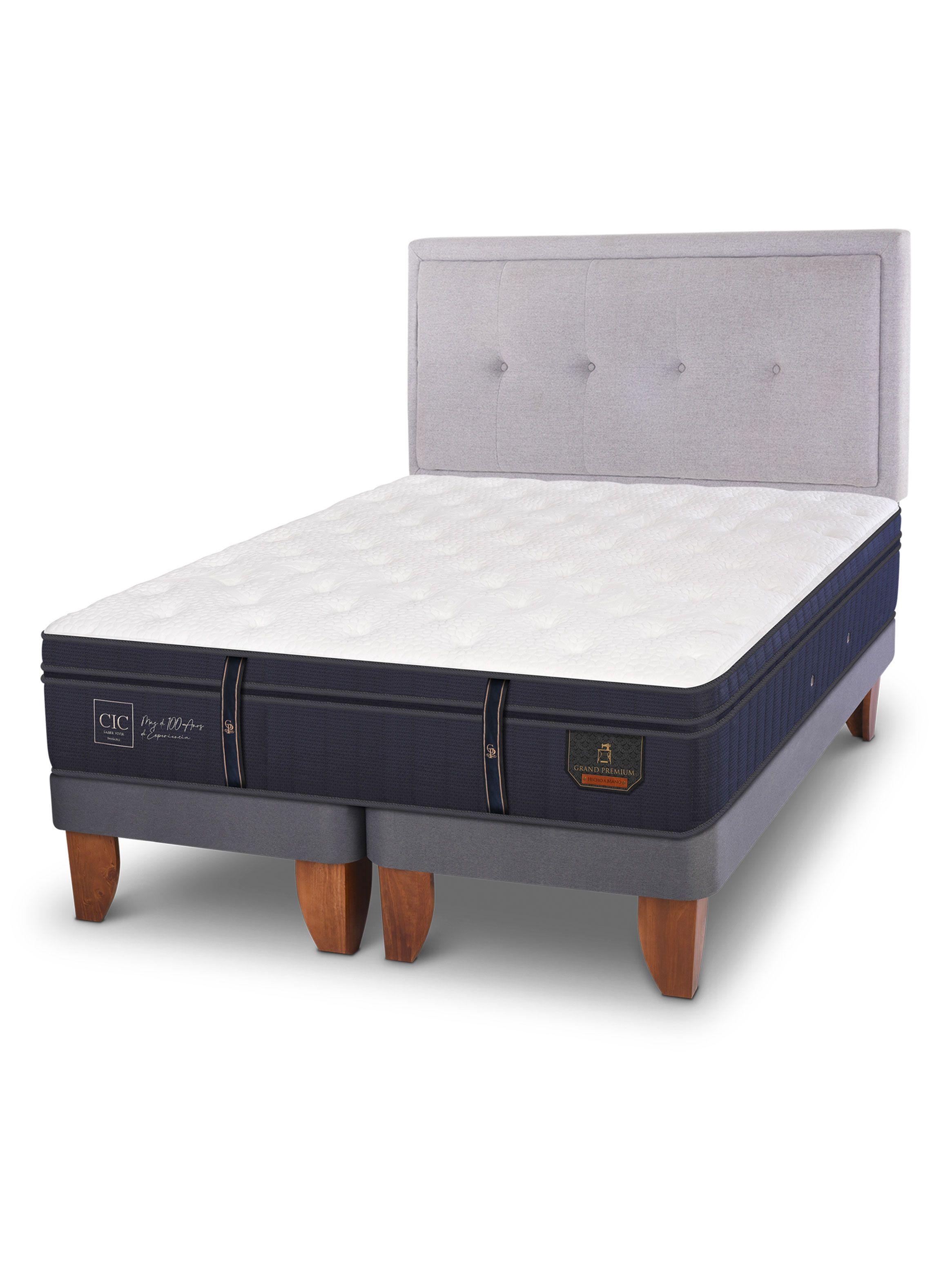 Cama Europea Grand Premium 2 Plazas Base Dividida + Respaldo Ganges-0