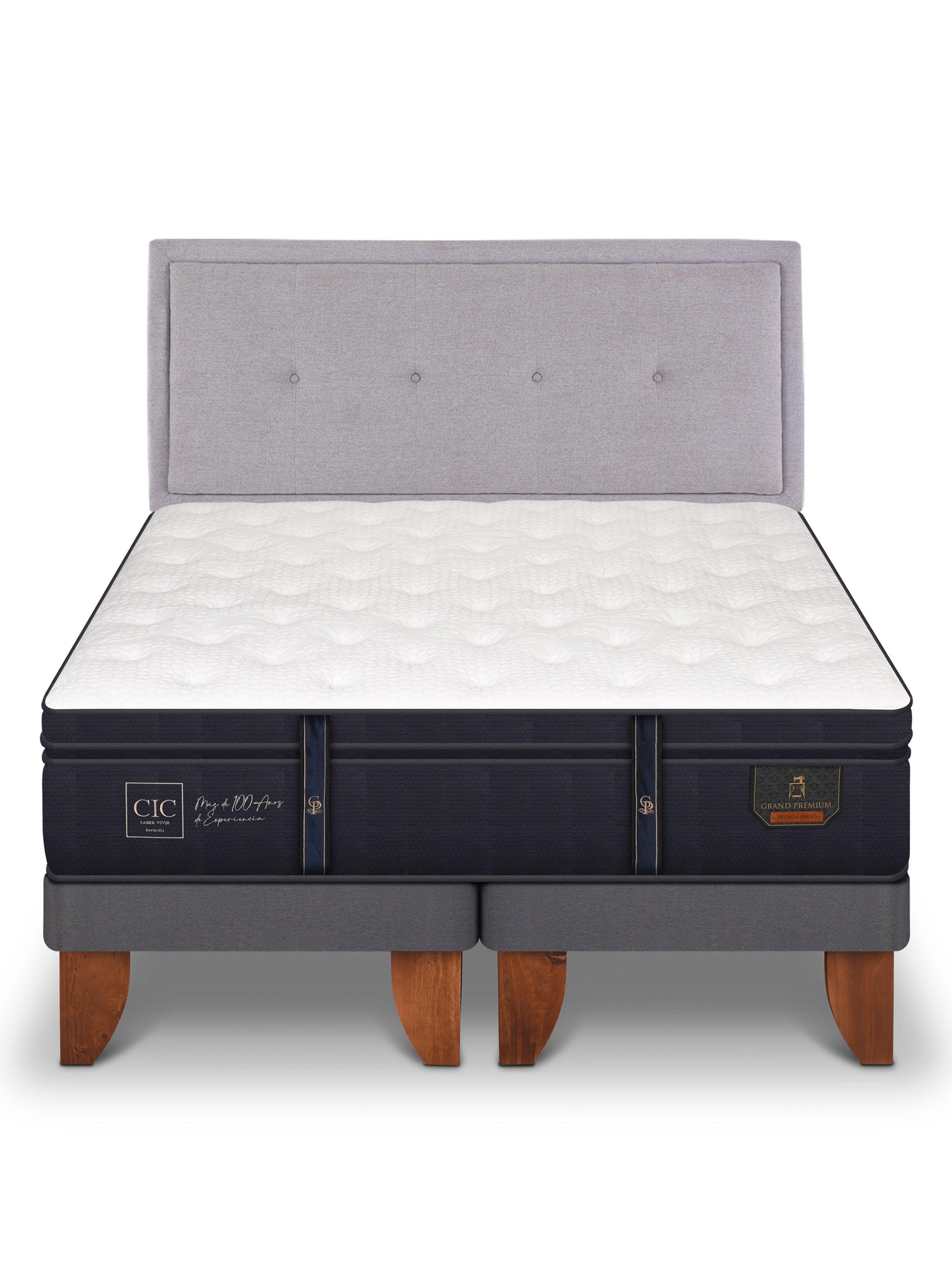 Cama Europea Grand Premium 2 Plazas Base Dividida + Respaldo Ganges-2