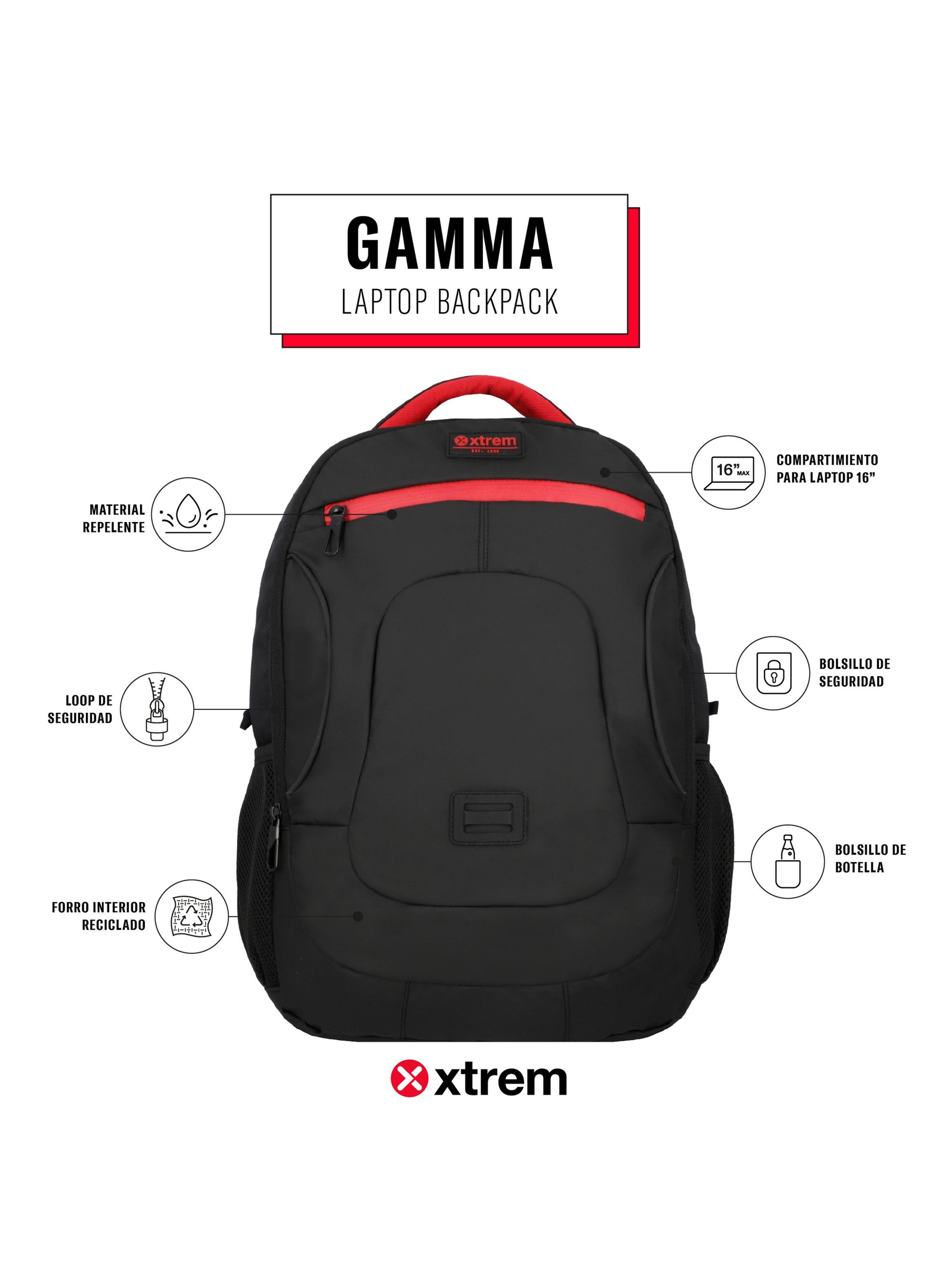 Mochila Notebook Gamma 5Xt Negro/Rojo 16"-1