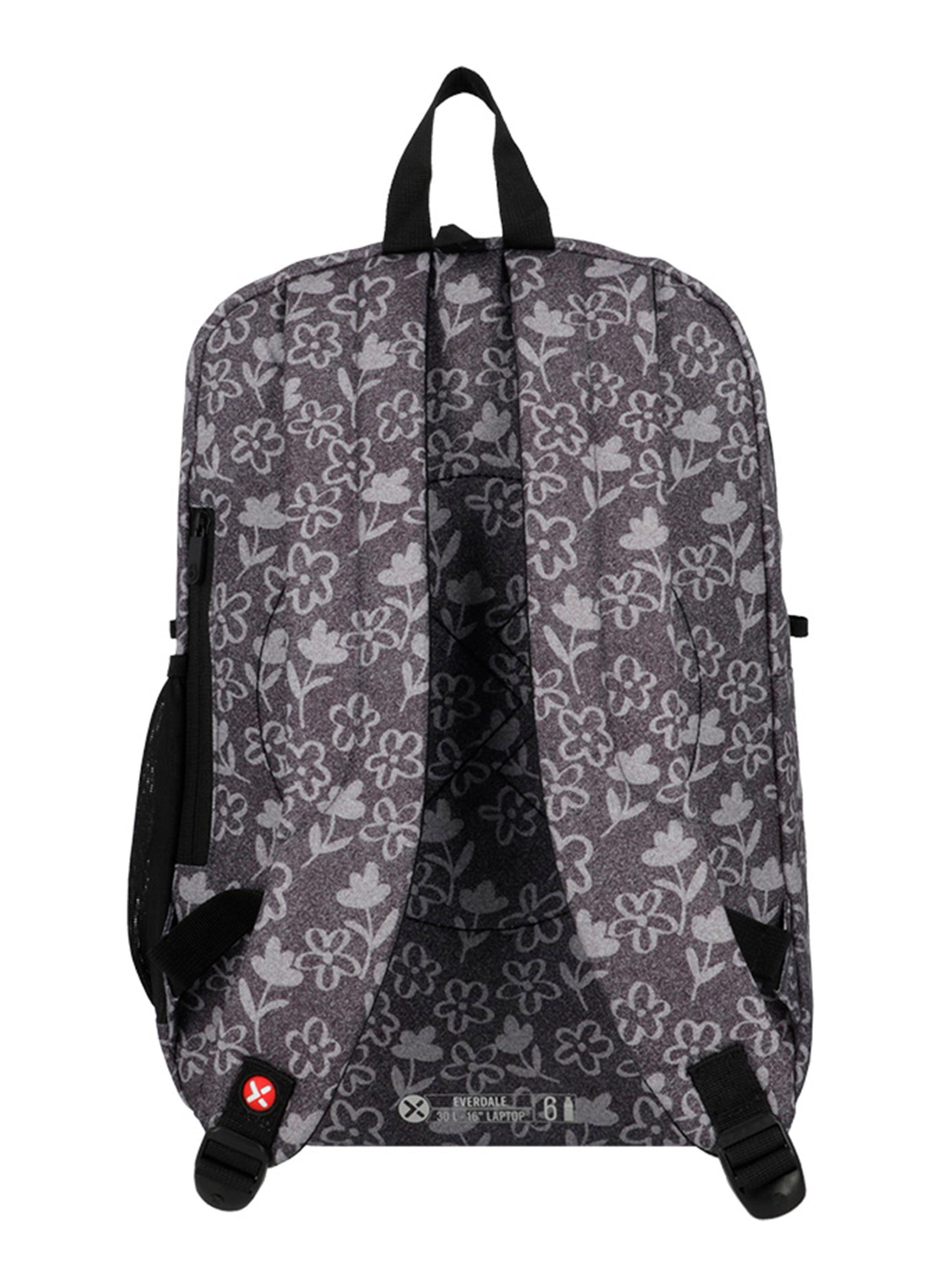 Mochila Notebook Everdale 5Xt Flores Negro 16"-1