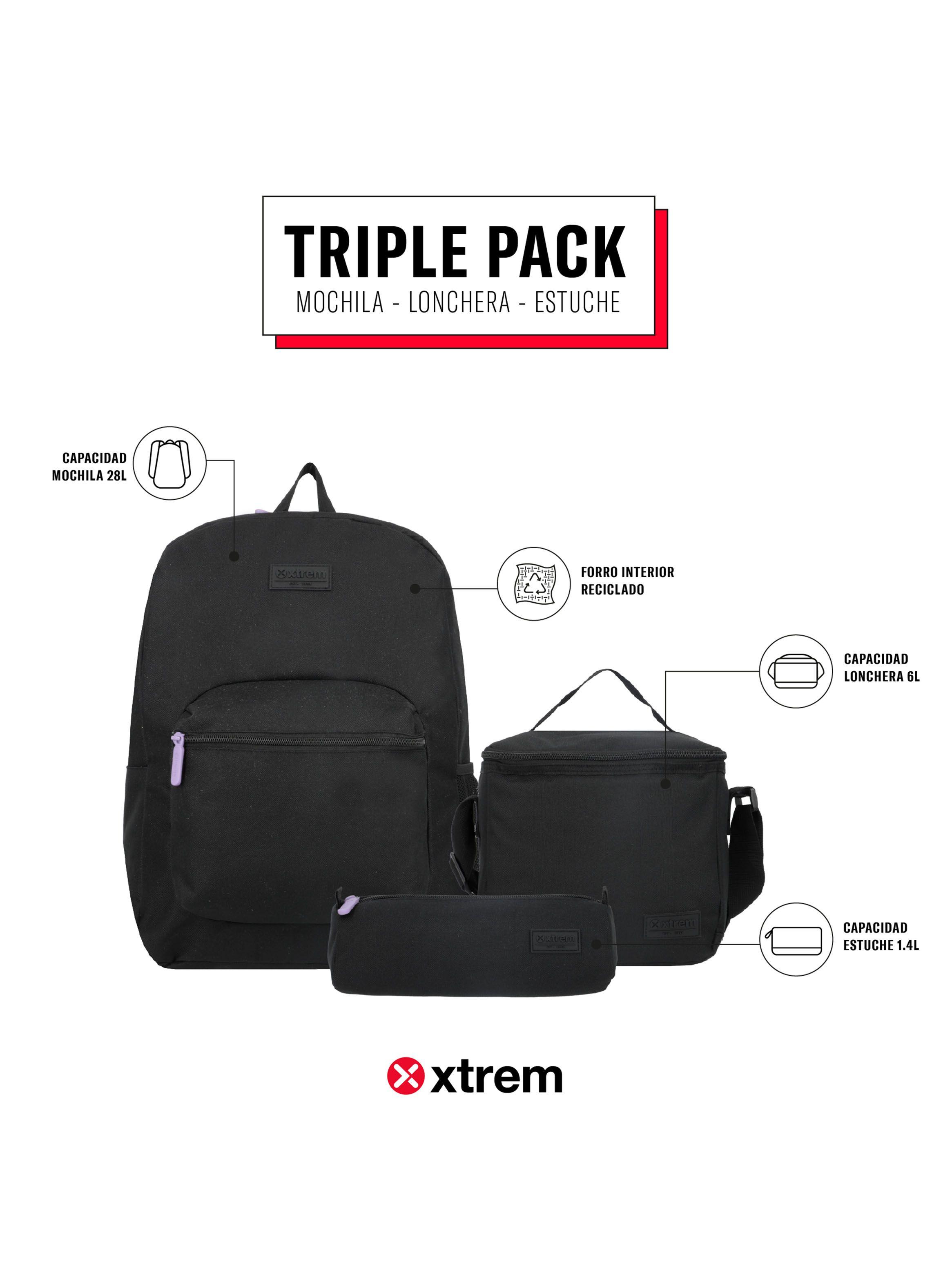 Triple Pack 5Xt Mochila Niña Negro/Lila-4