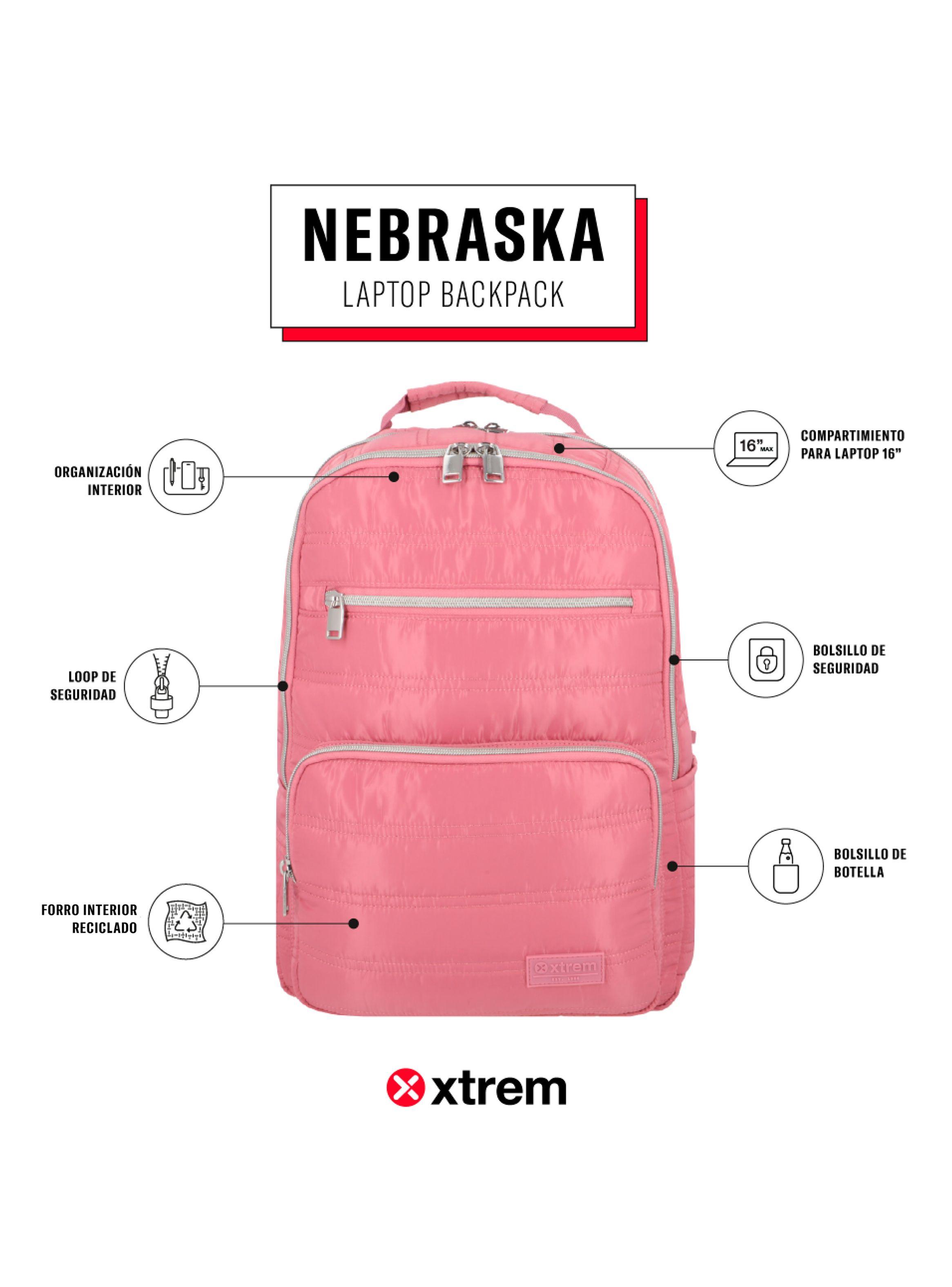 Mochila Notebook Nebraska 5Xt Rosado/Plateado 16"-4
