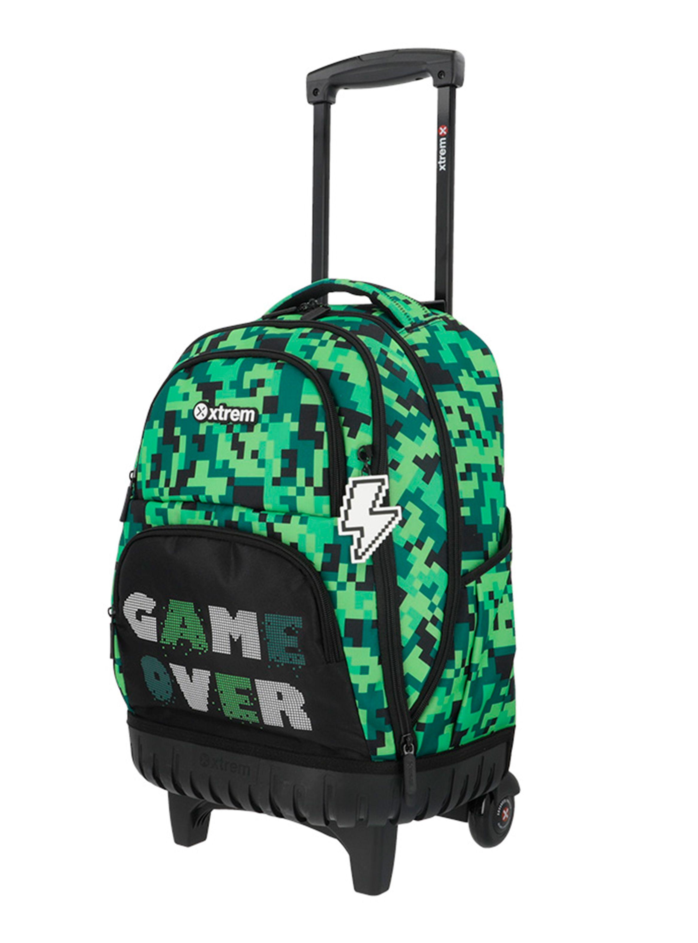 Mochila con Ruedas Cross 2.0 5Xt Pixels Verde-2
