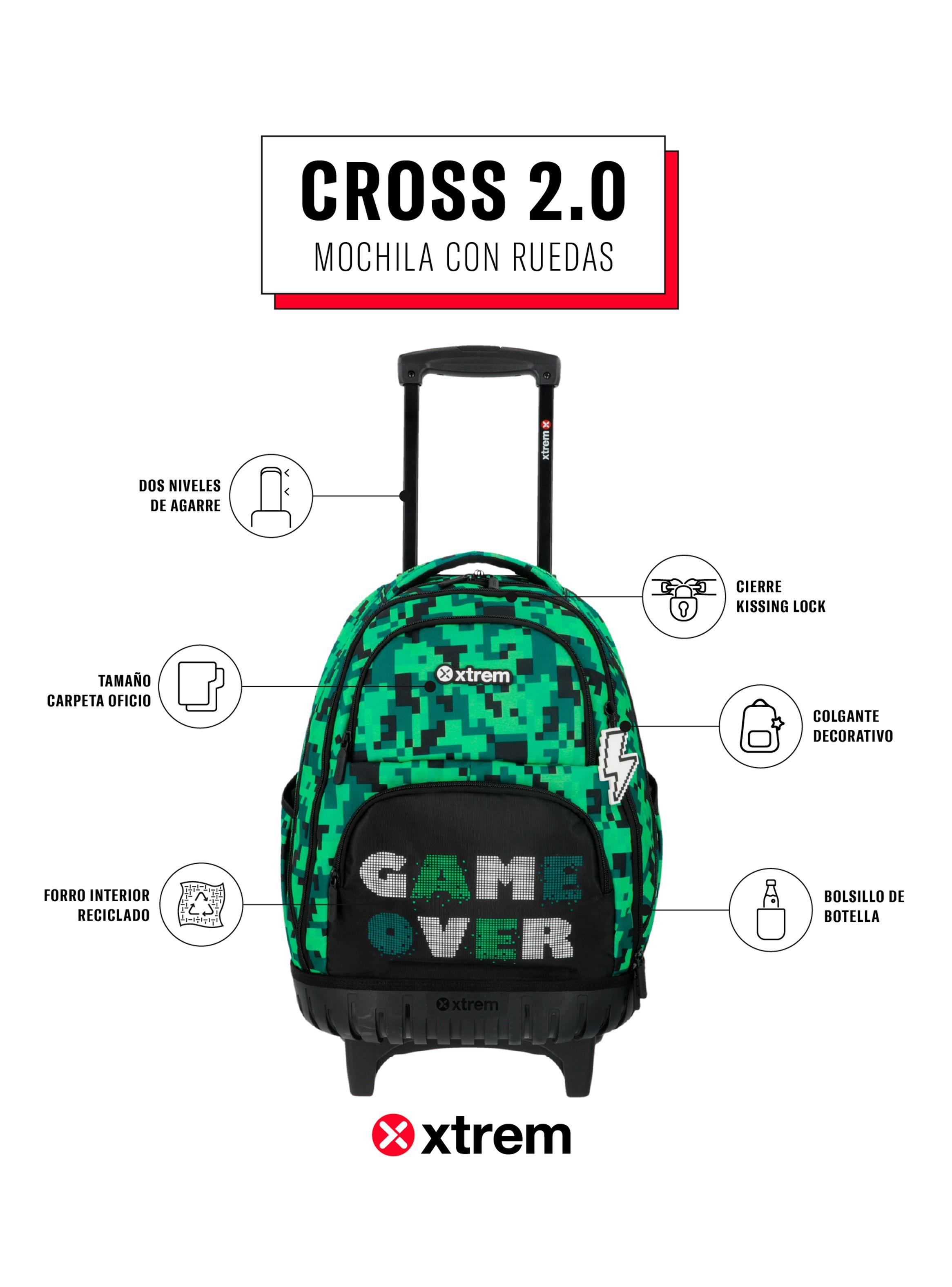 Mochila con Ruedas Cross 2.0 5Xt Pixels Verde-4