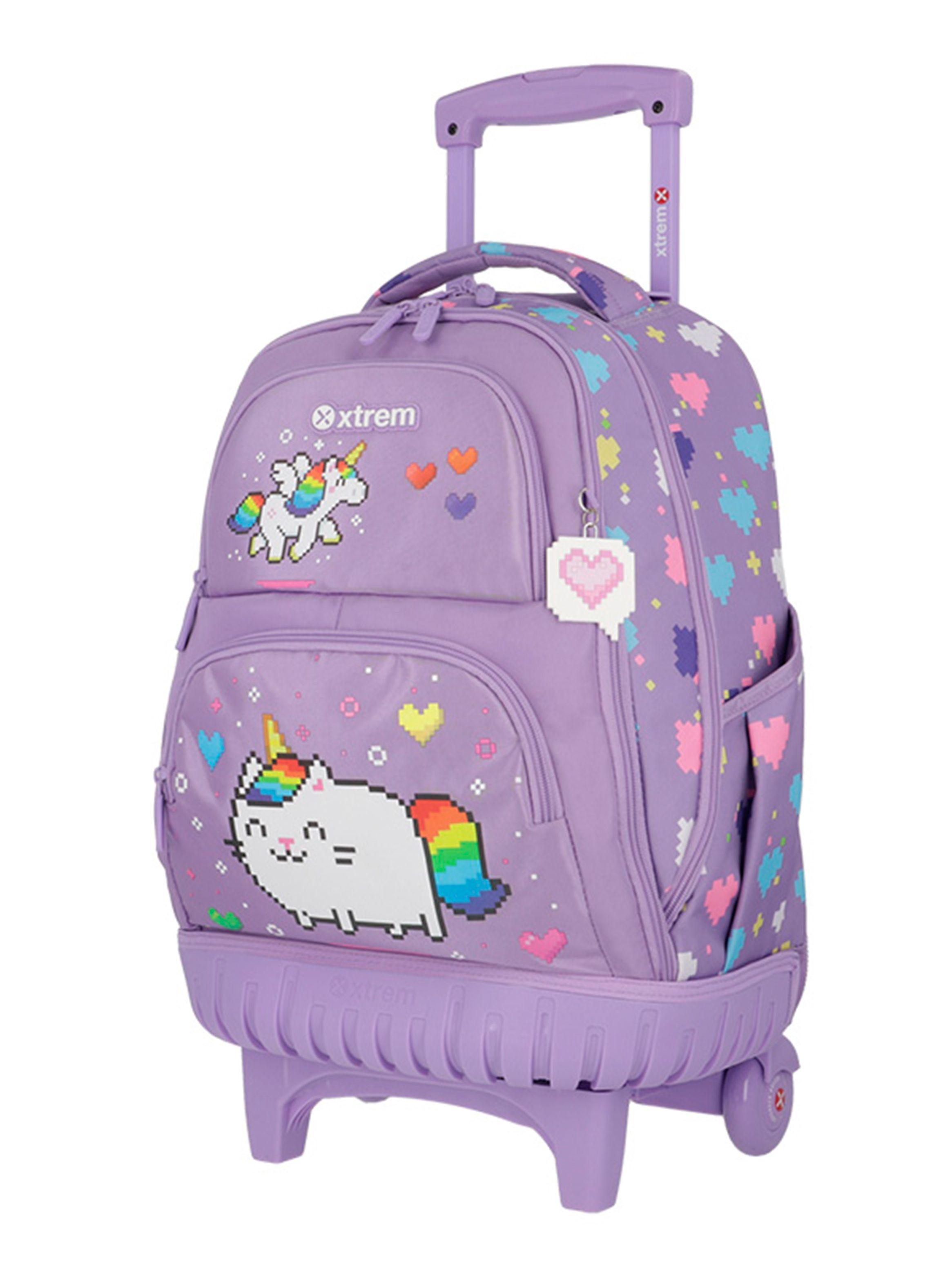 Mochila Con Ruedas Cross 2.0 5Xt Gato Lila-2