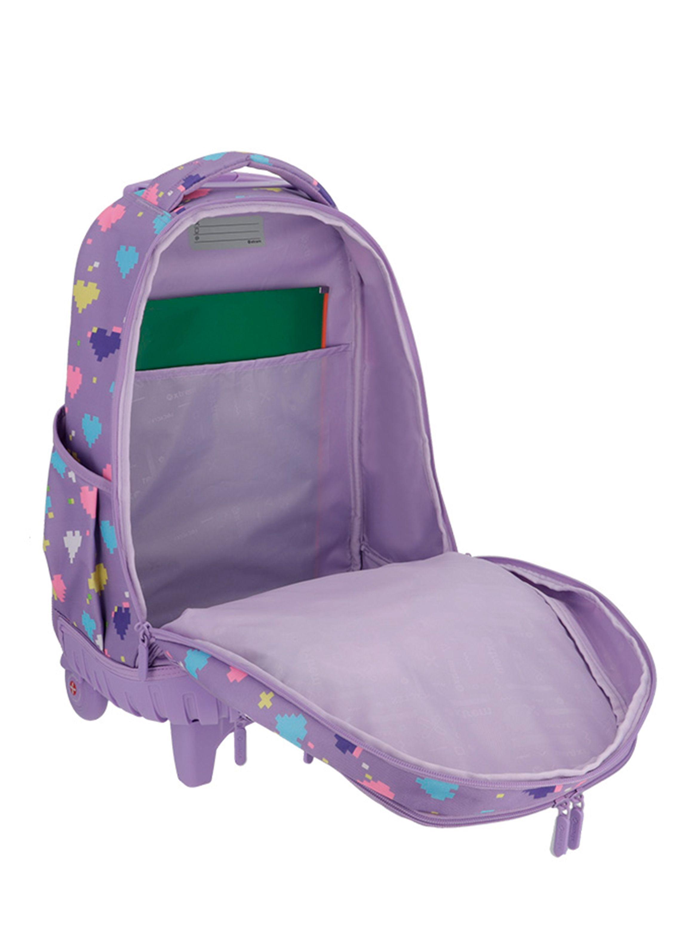 Mochila Con Ruedas Cross 2.0 5Xt Gato Lila-3