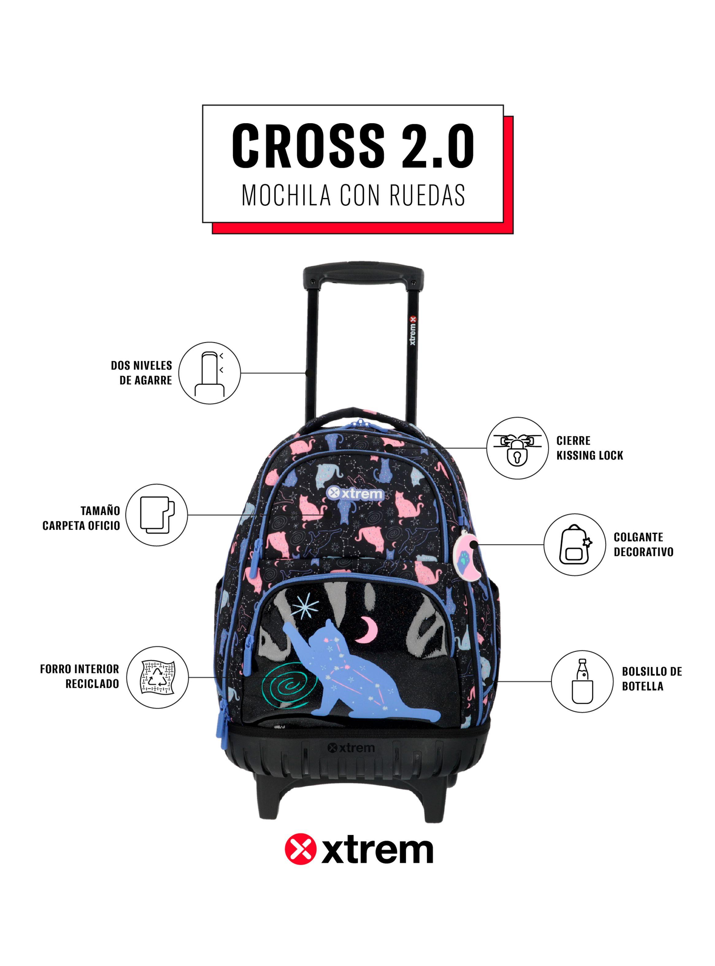 Mochila Con Ruedas Cross 2.0 5Xt Gato Lila-4