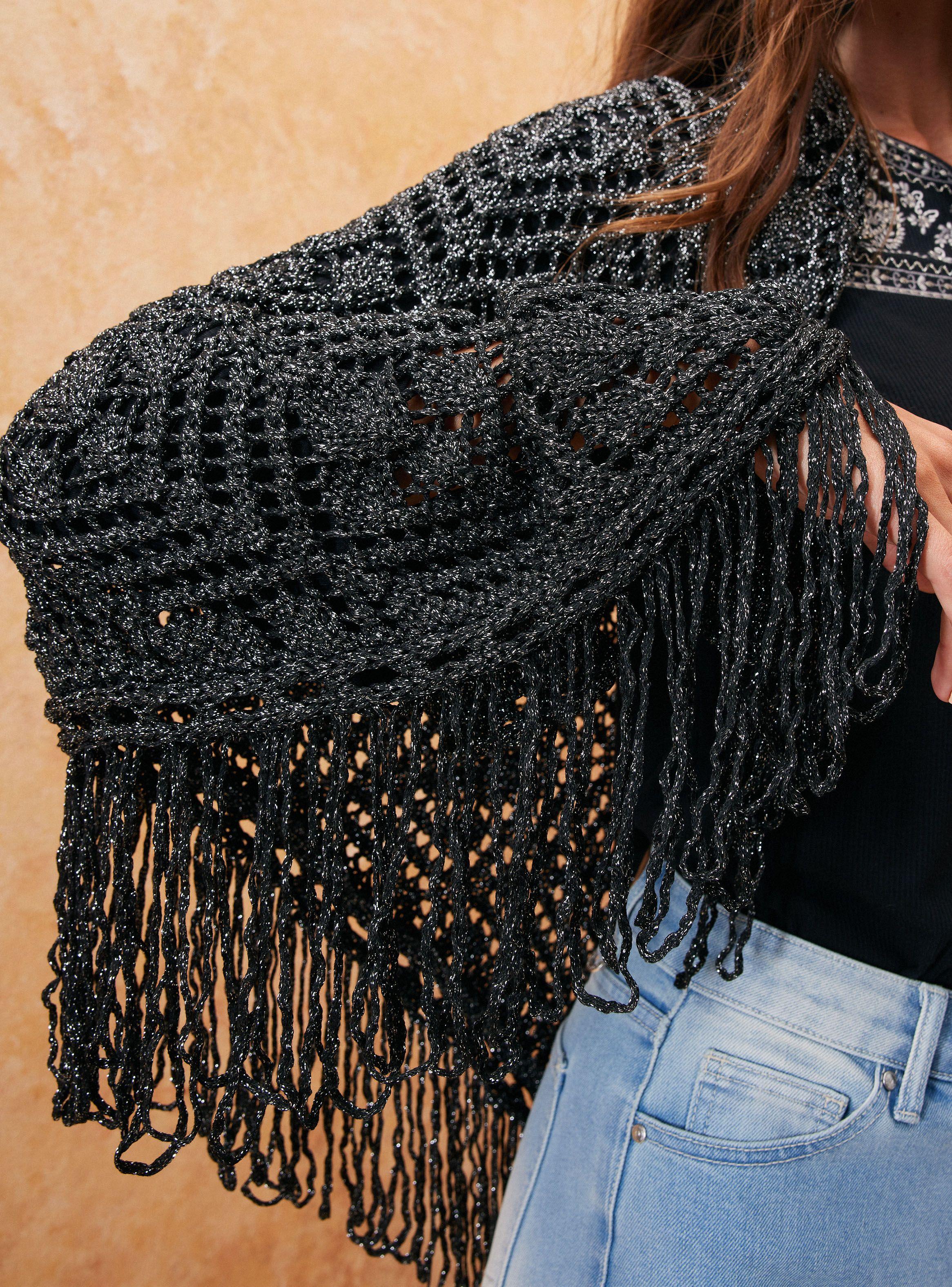 Pañuelo Tipo Ruana Tejida Lurex-1