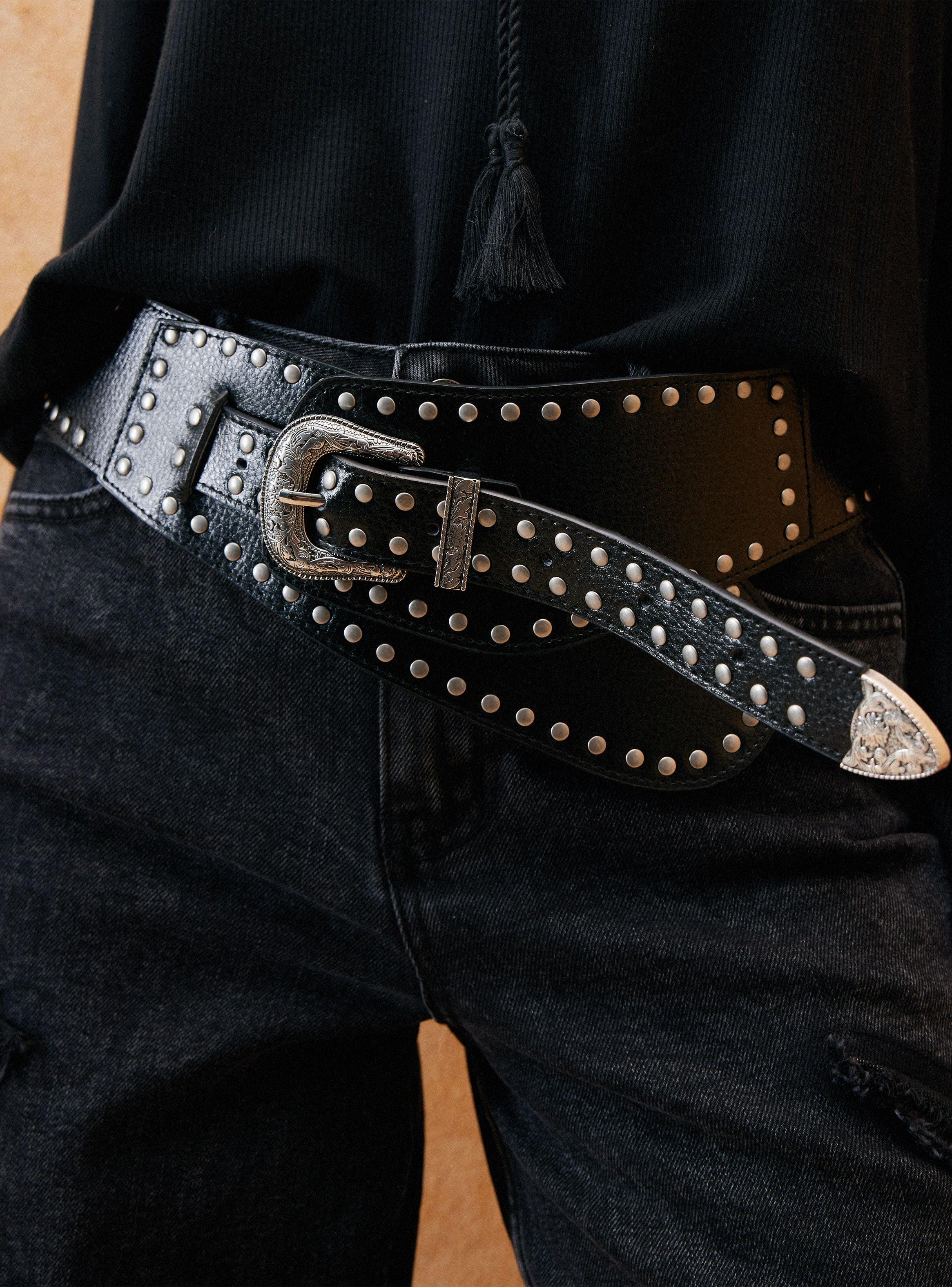 Cinturón Cuero Western Tachas Cuero-2