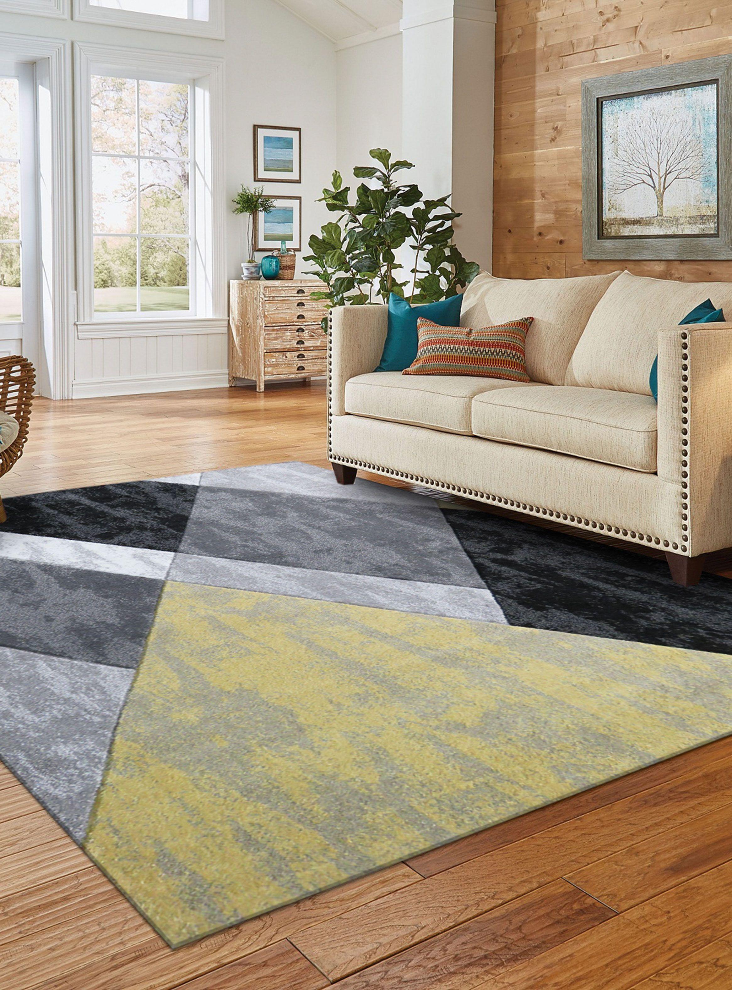 Alfombra Carved D3 133x180 cm Amarillo-2