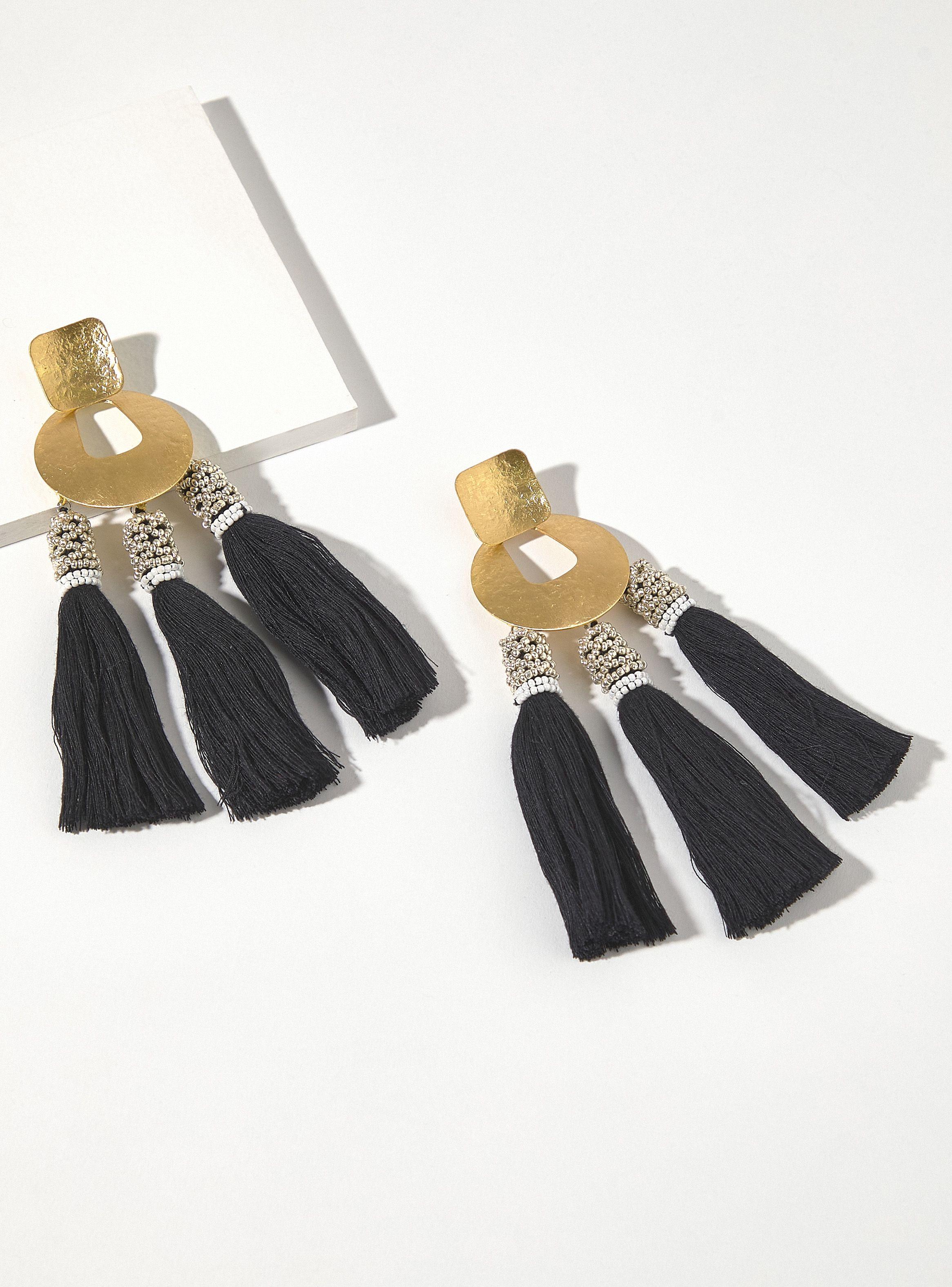 Aros Colgantes Metal con Flecos-2
