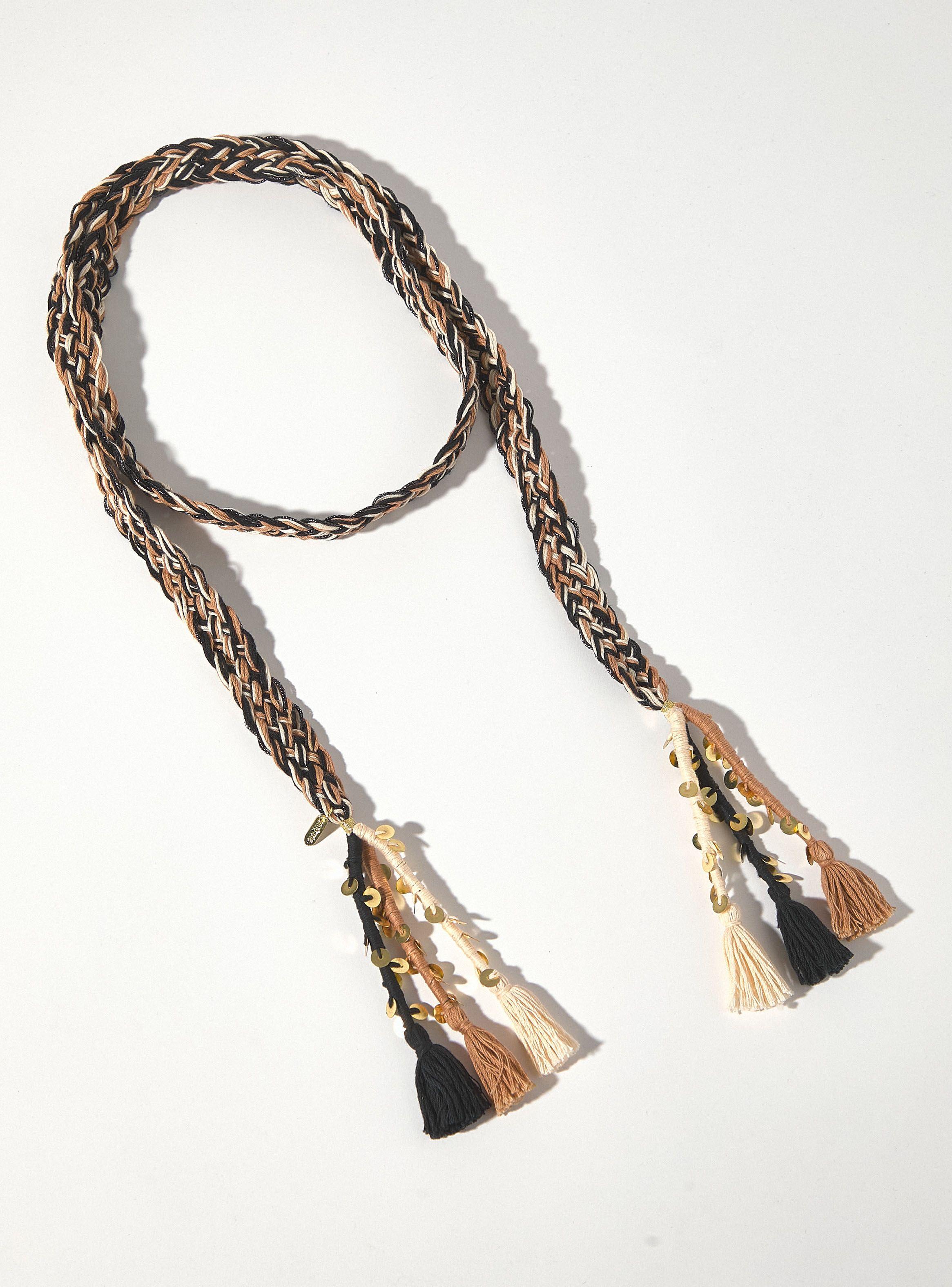 Collar Trenzado Mostacillas y Flecos-2