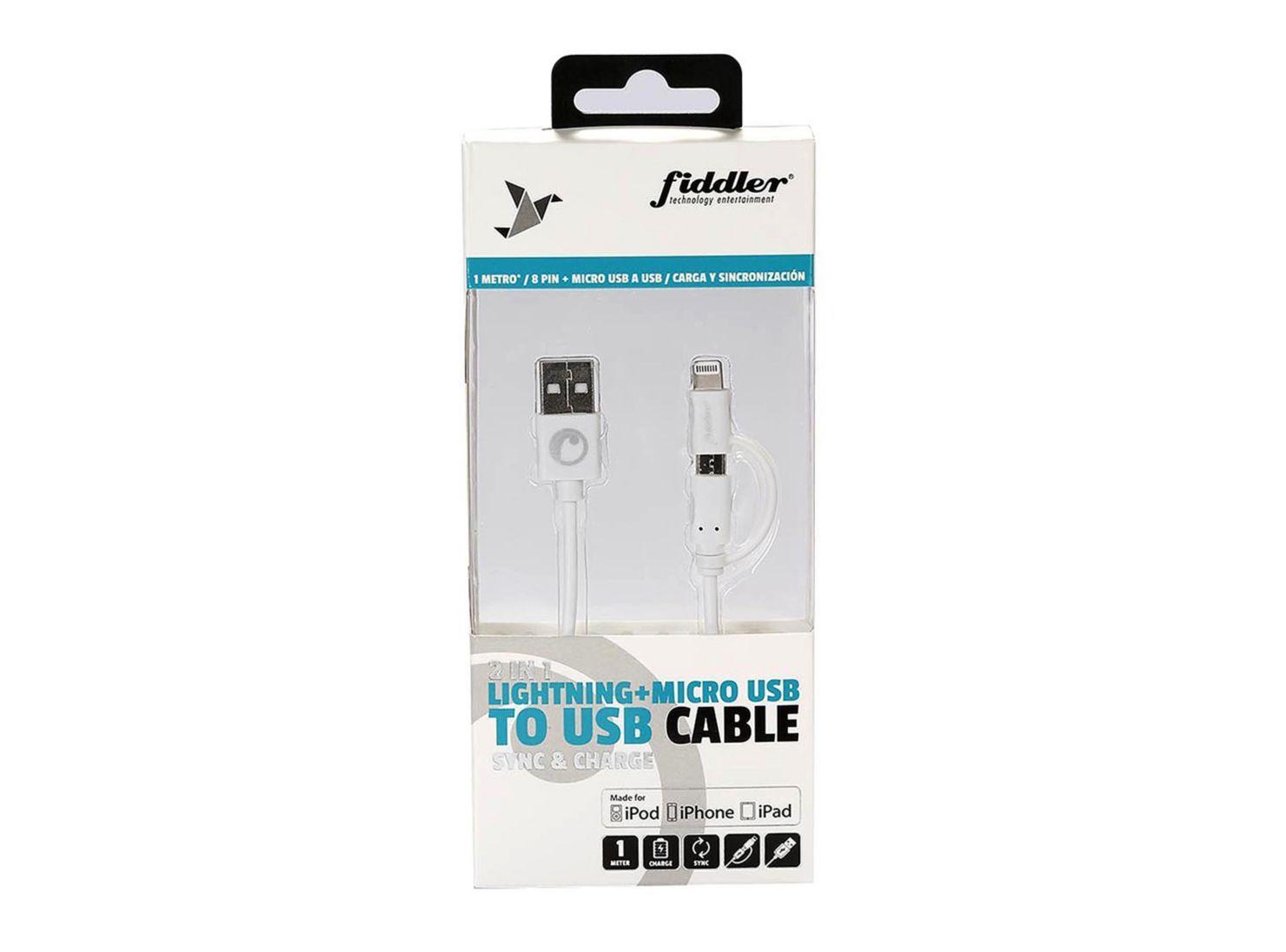 Cable 2 en 1 Iphone Micro Usb Fiddler-1