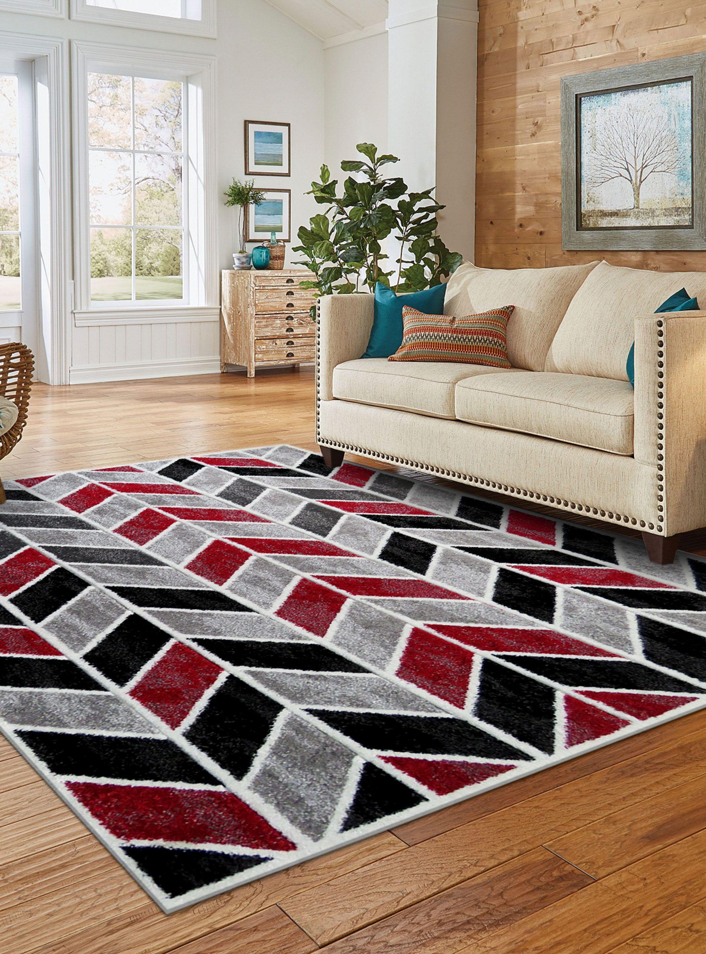 Alfombra Carved D4 170x230 cm Rojo-2