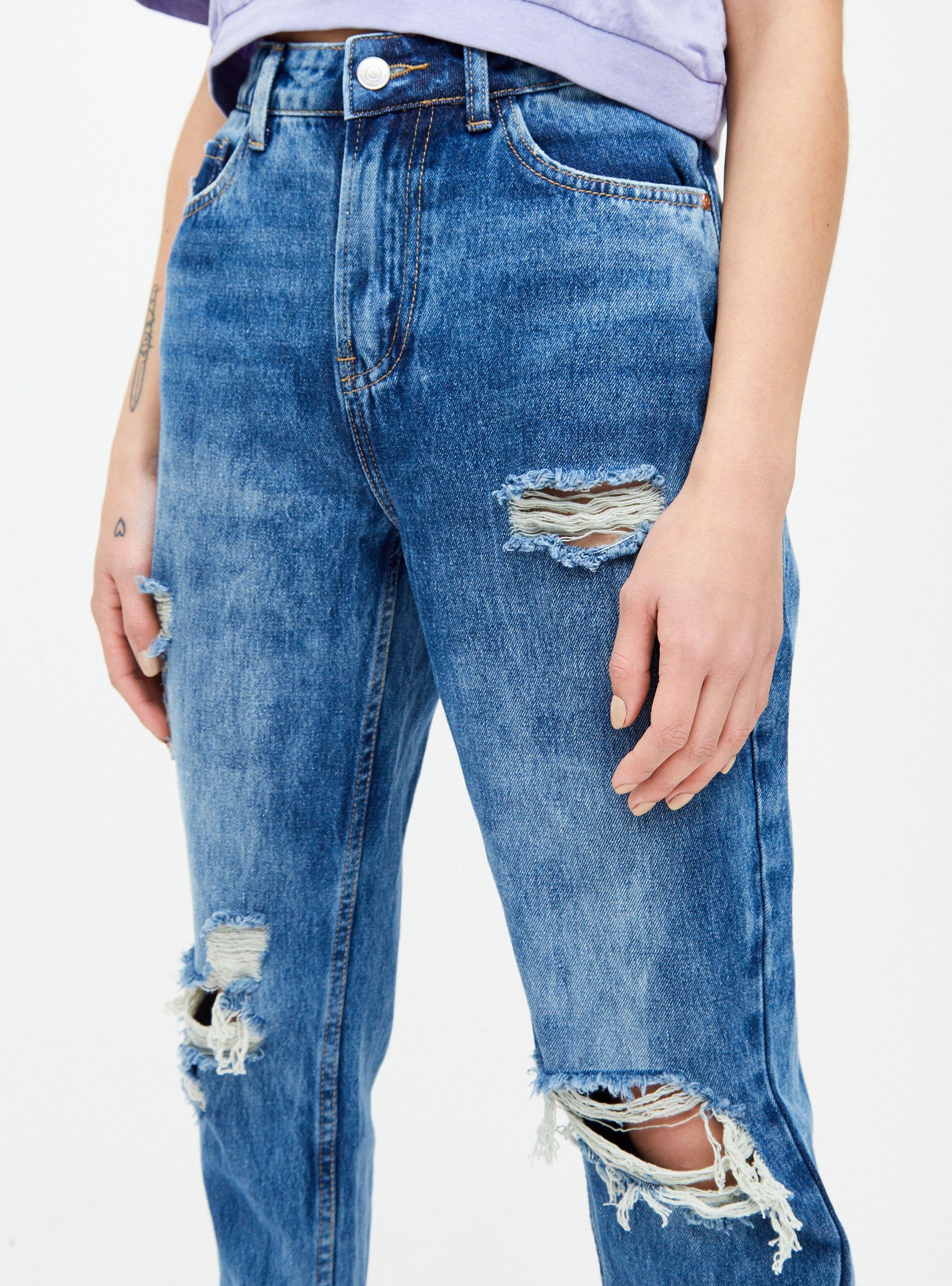 Jeans Destroyed Tiro Medio-2