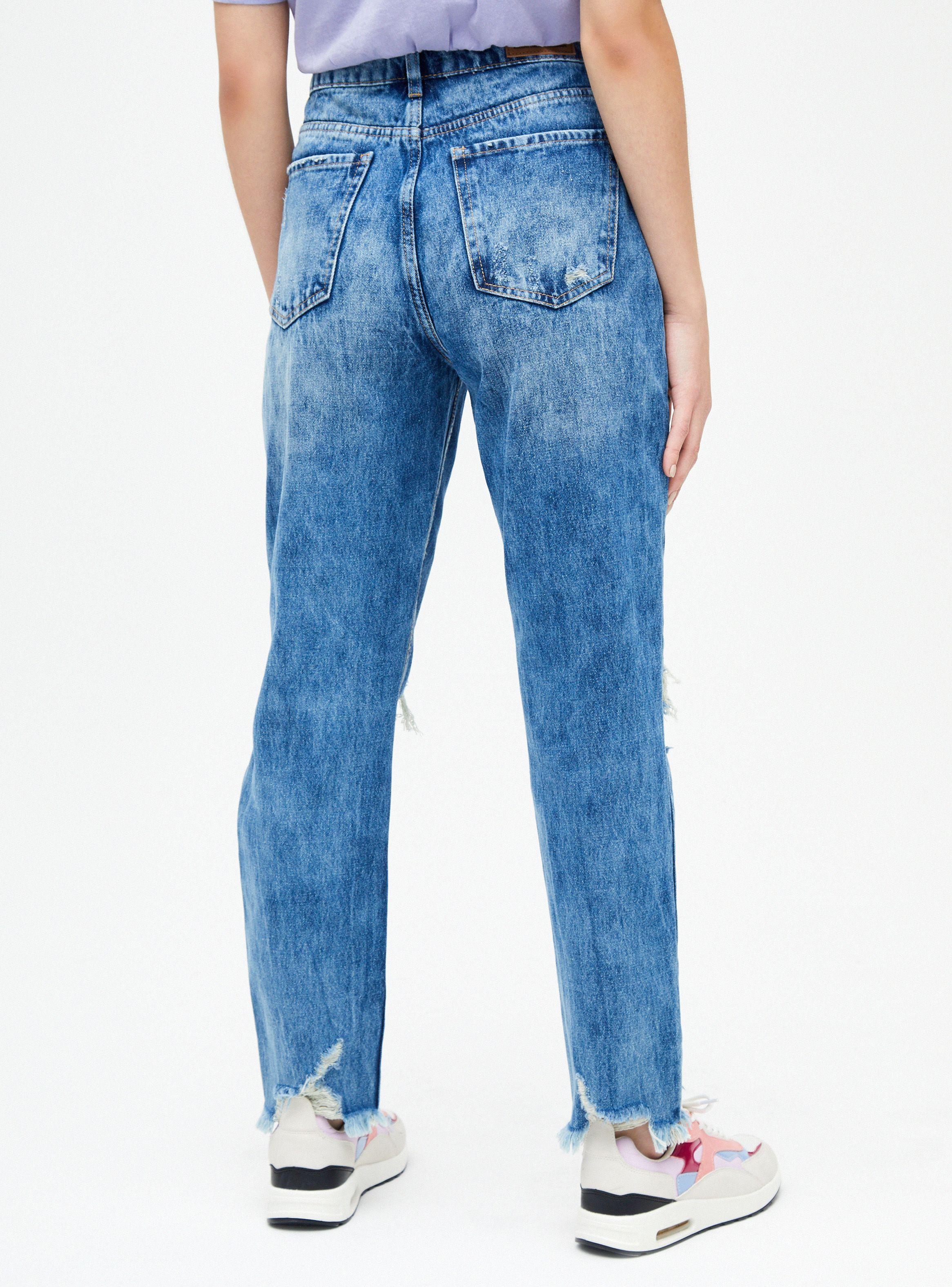 Jeans Destroyed Tiro Medio-1