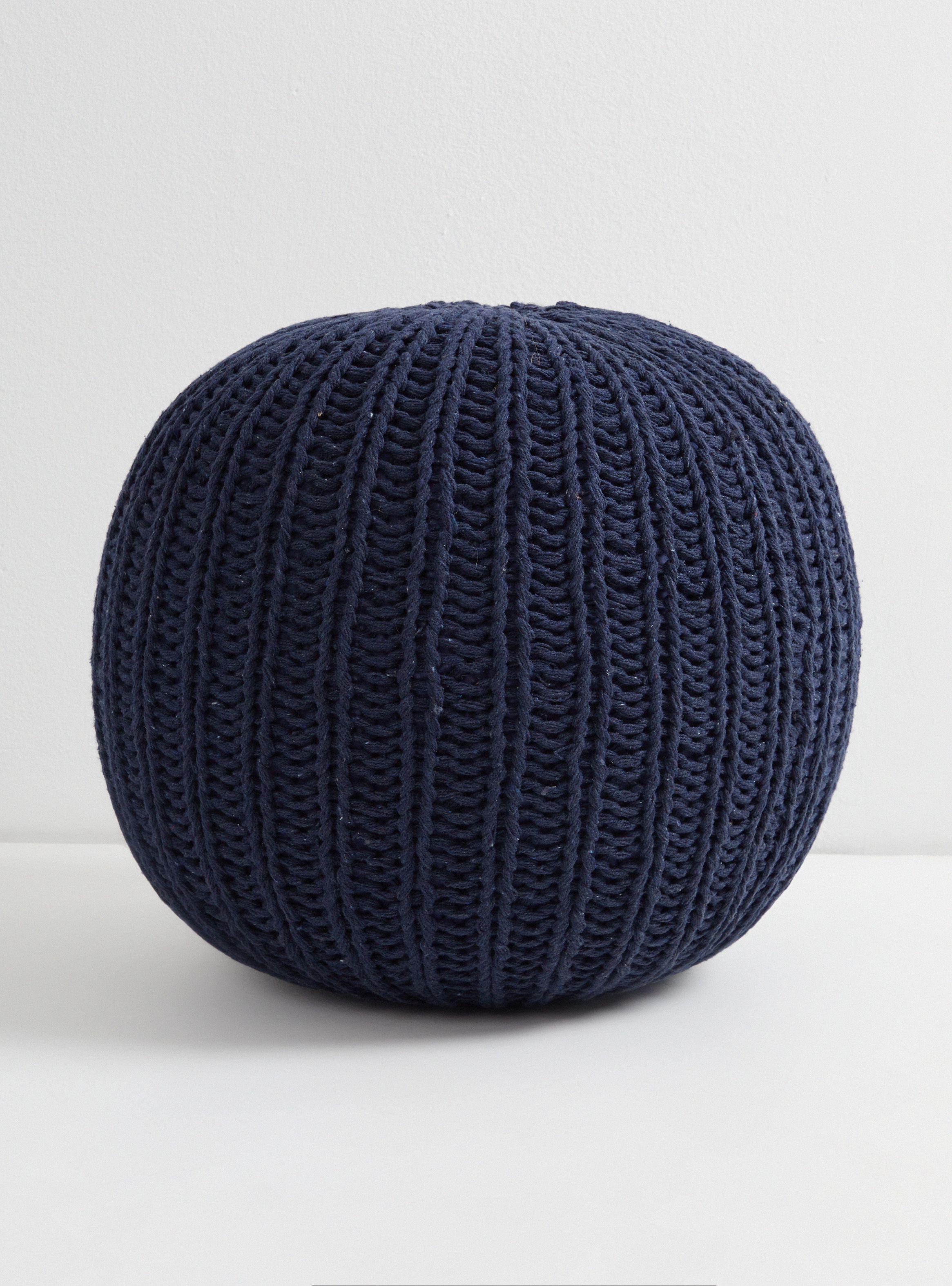 Pouf Tejido Negro 50 x 35 cm-0