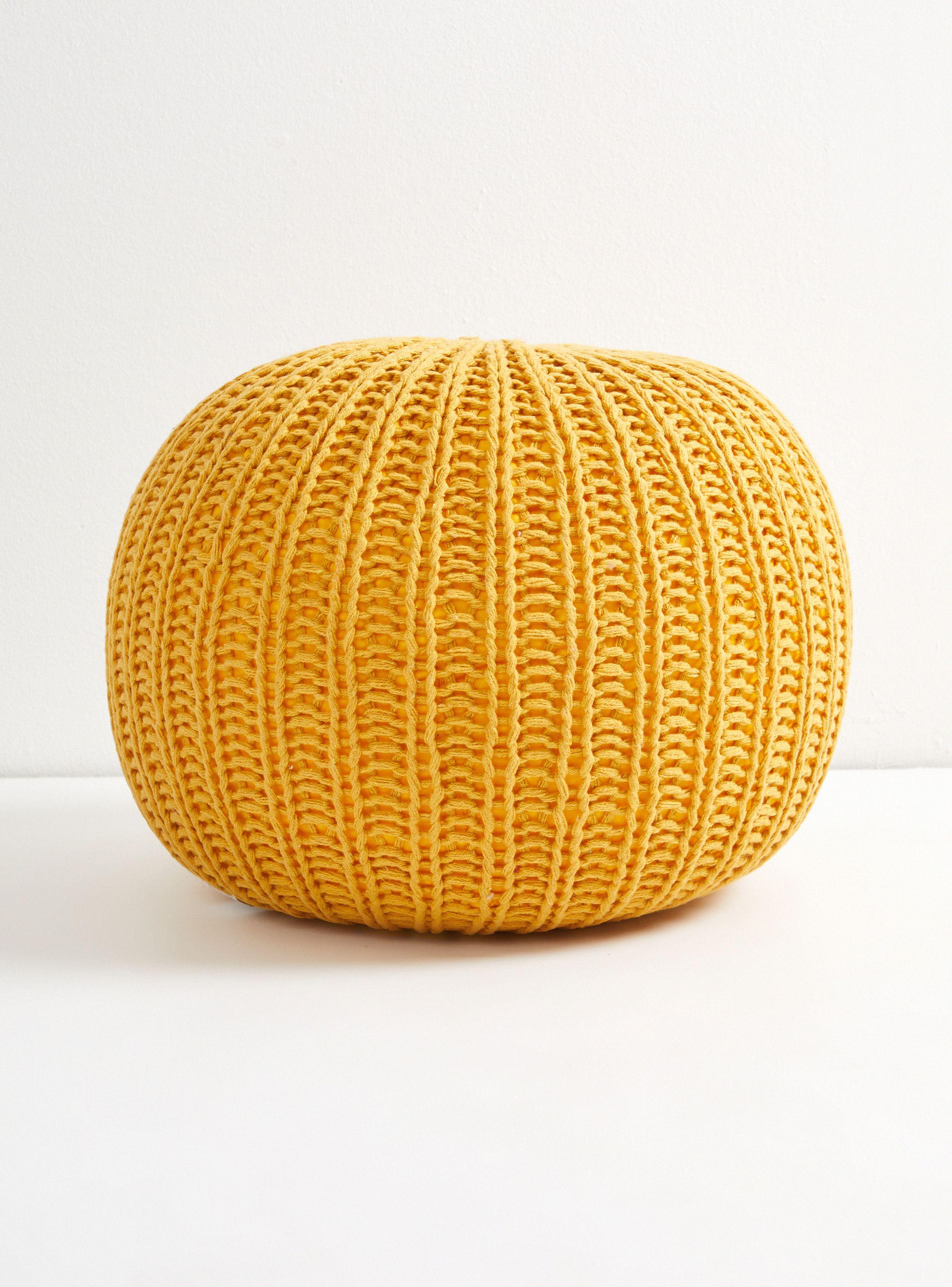 Pouf Tejido Mostaza 50 x 35 cm-0