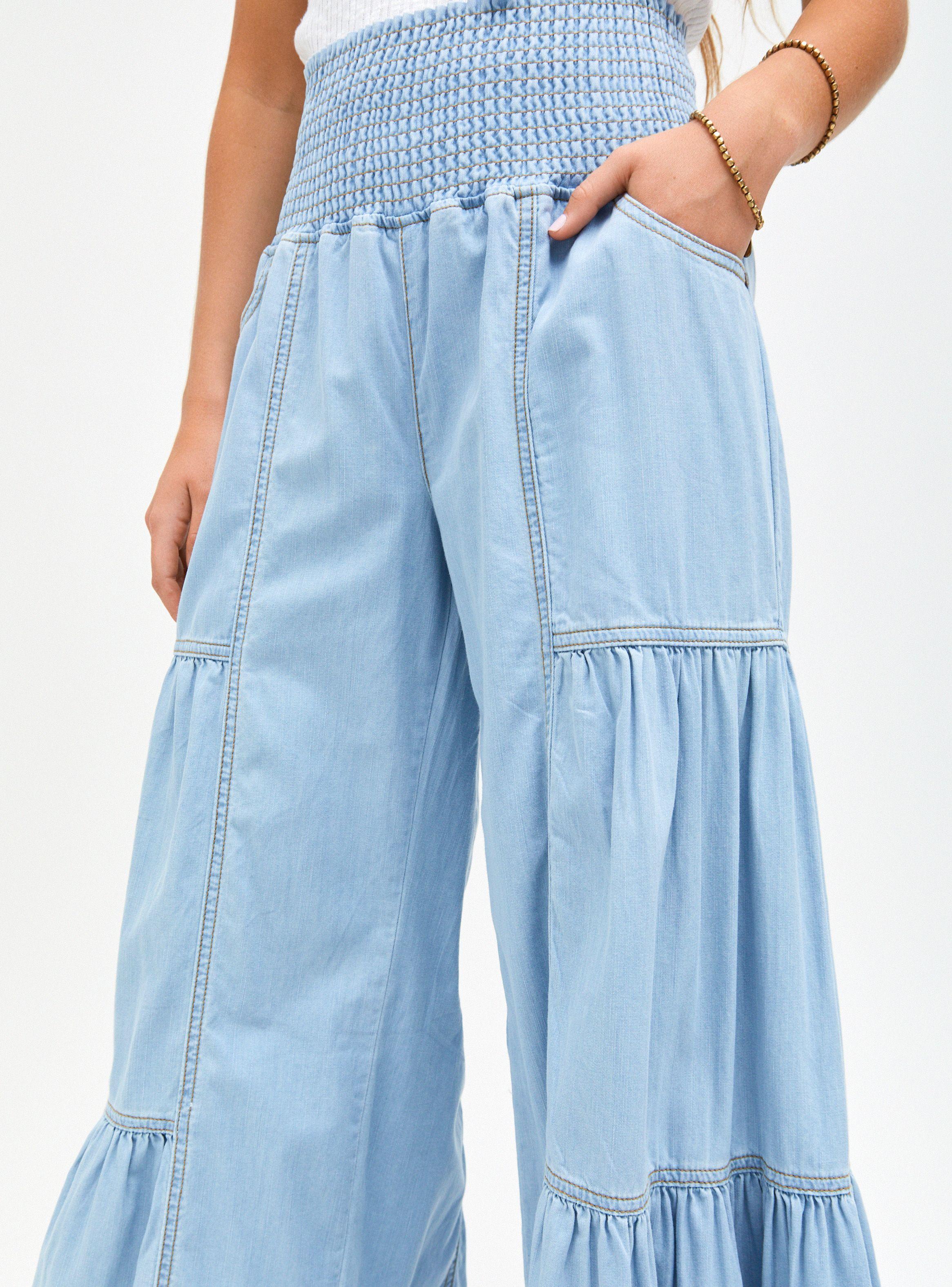 Jeans Pretina Elasticada Panal con Capas y Recogidos-2