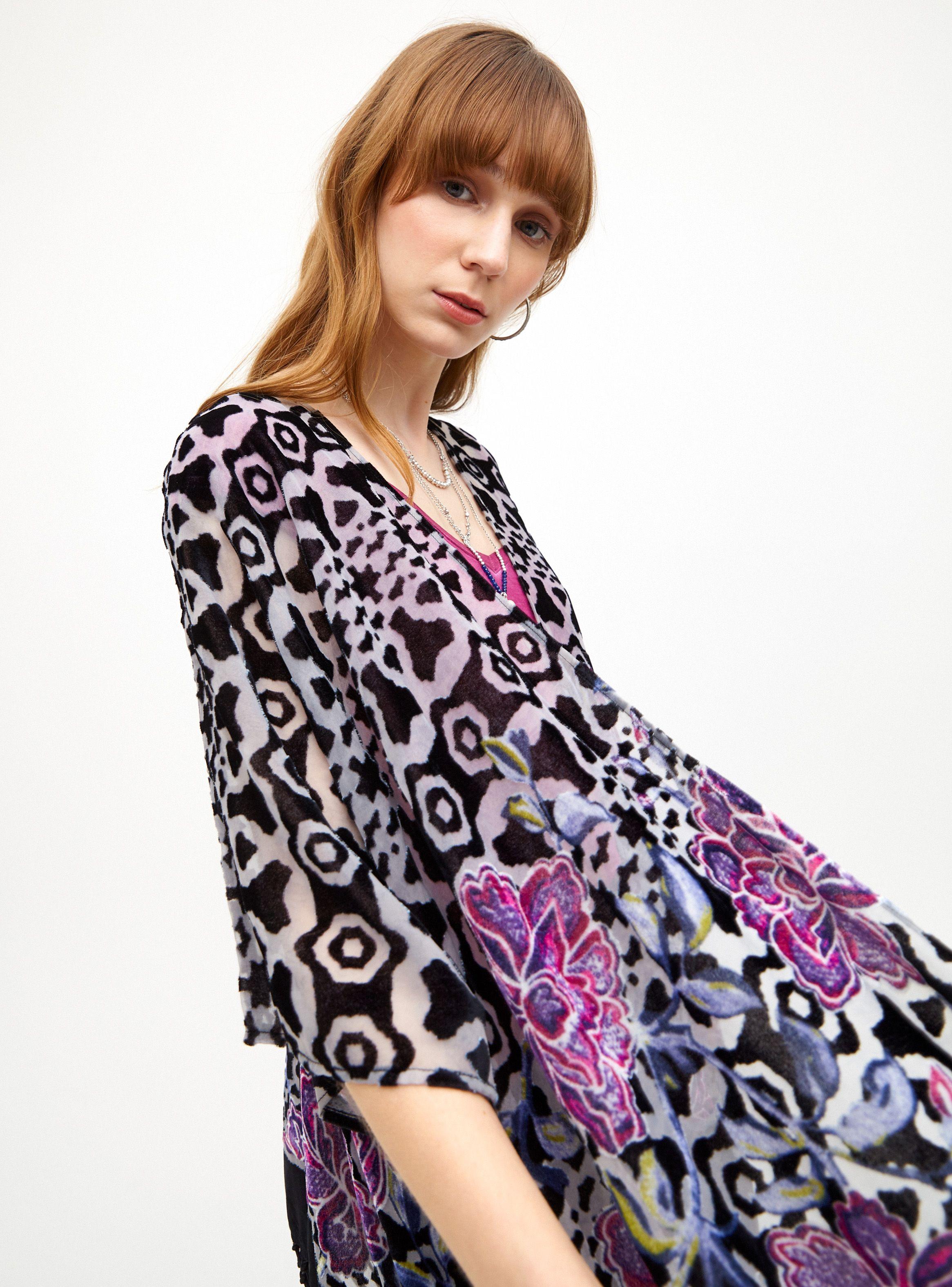Blusa Kimono Larga Color Solido con Distintos Largos-2