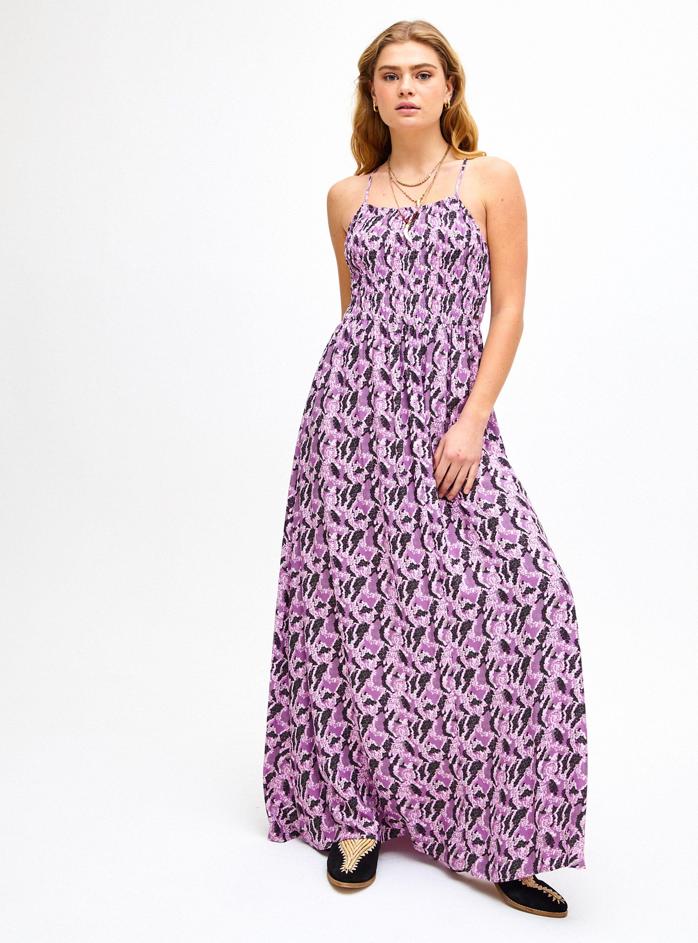 Vestido Largo Full Estampado sin Mangas con Panal en el Top-0