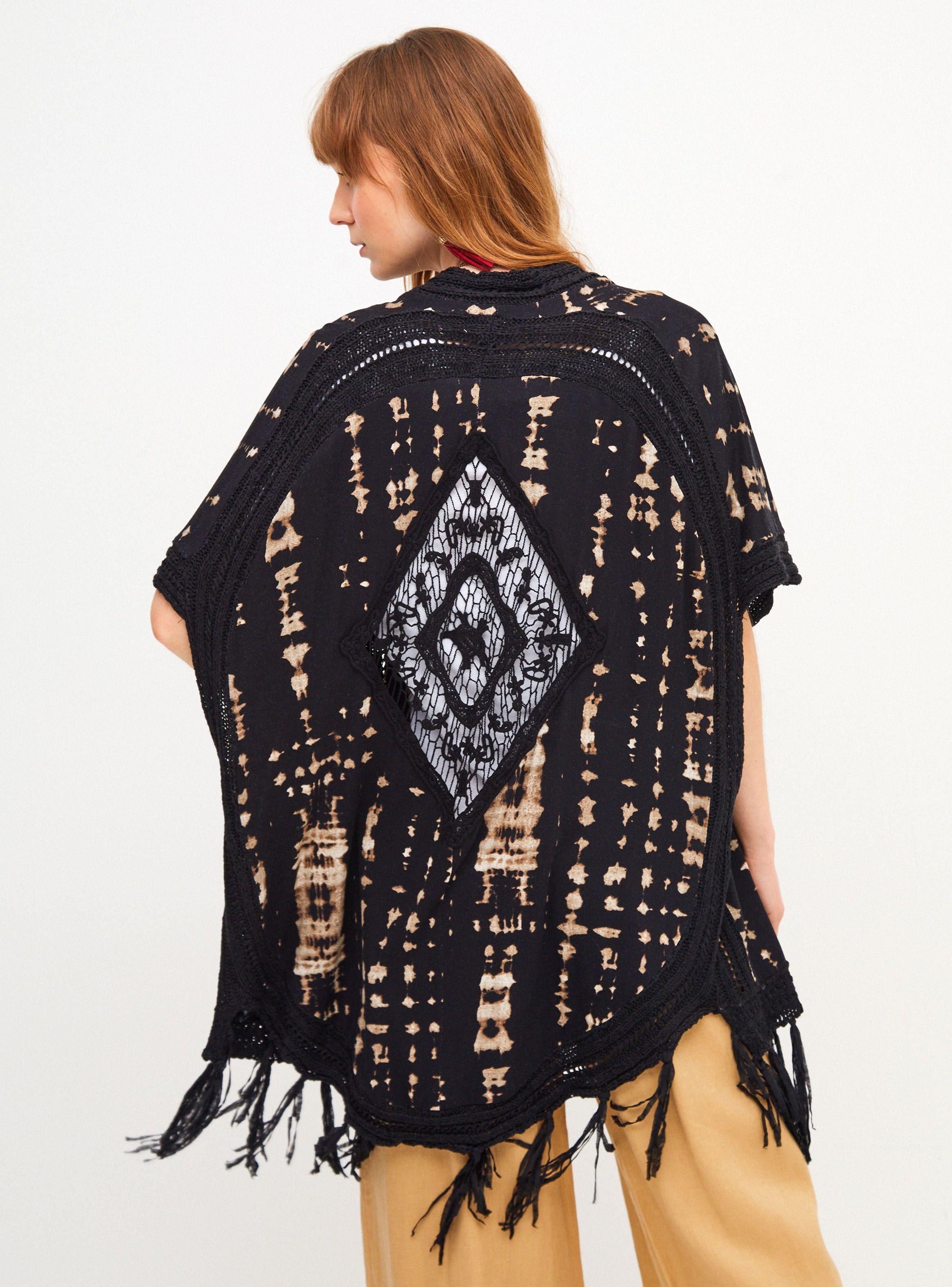 Blusa Kimono Manga Caida Full Estampado-1