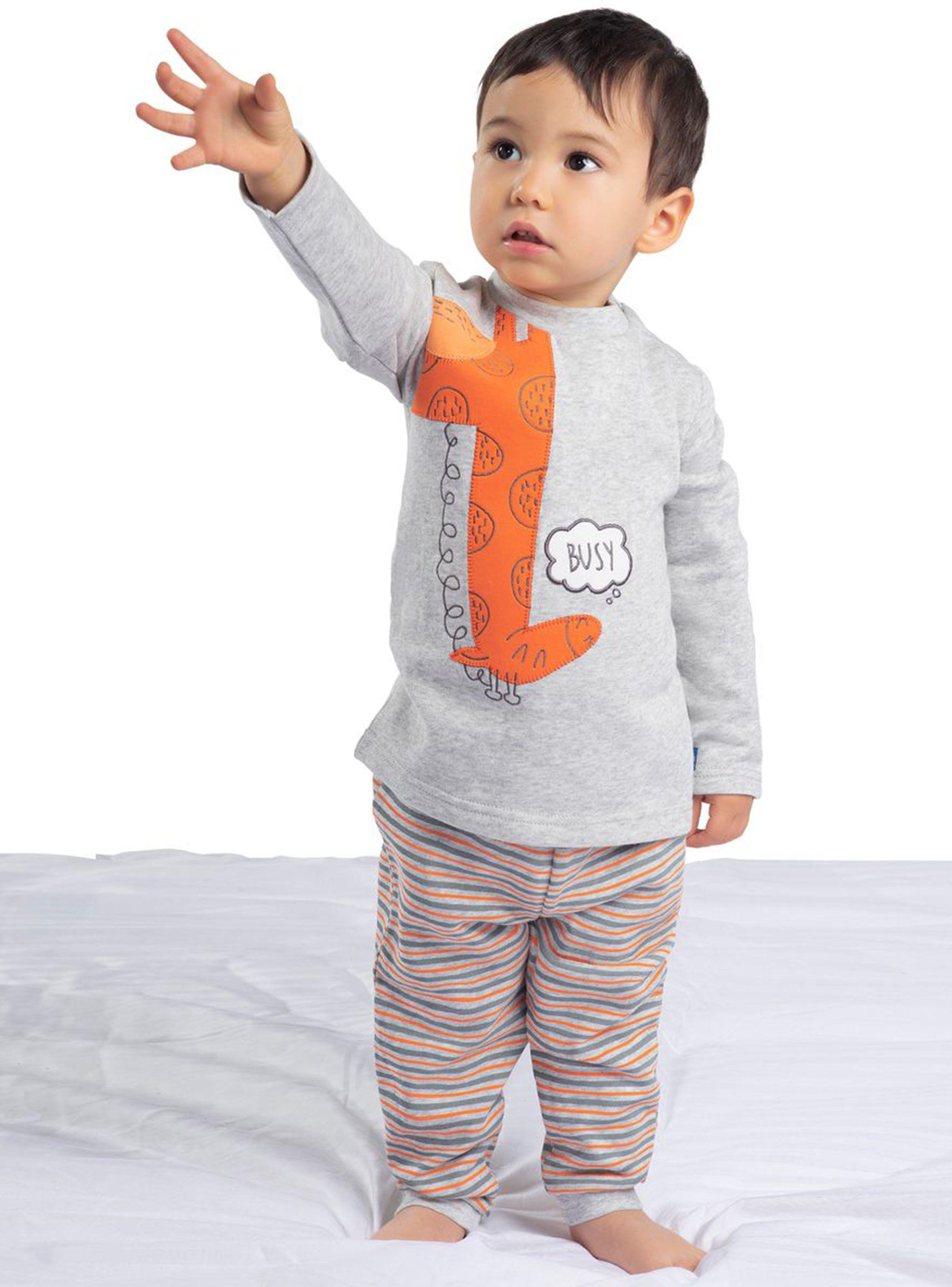 Pijama Mota 2 Piezas Gris Manga Larga Bebé Mota-0