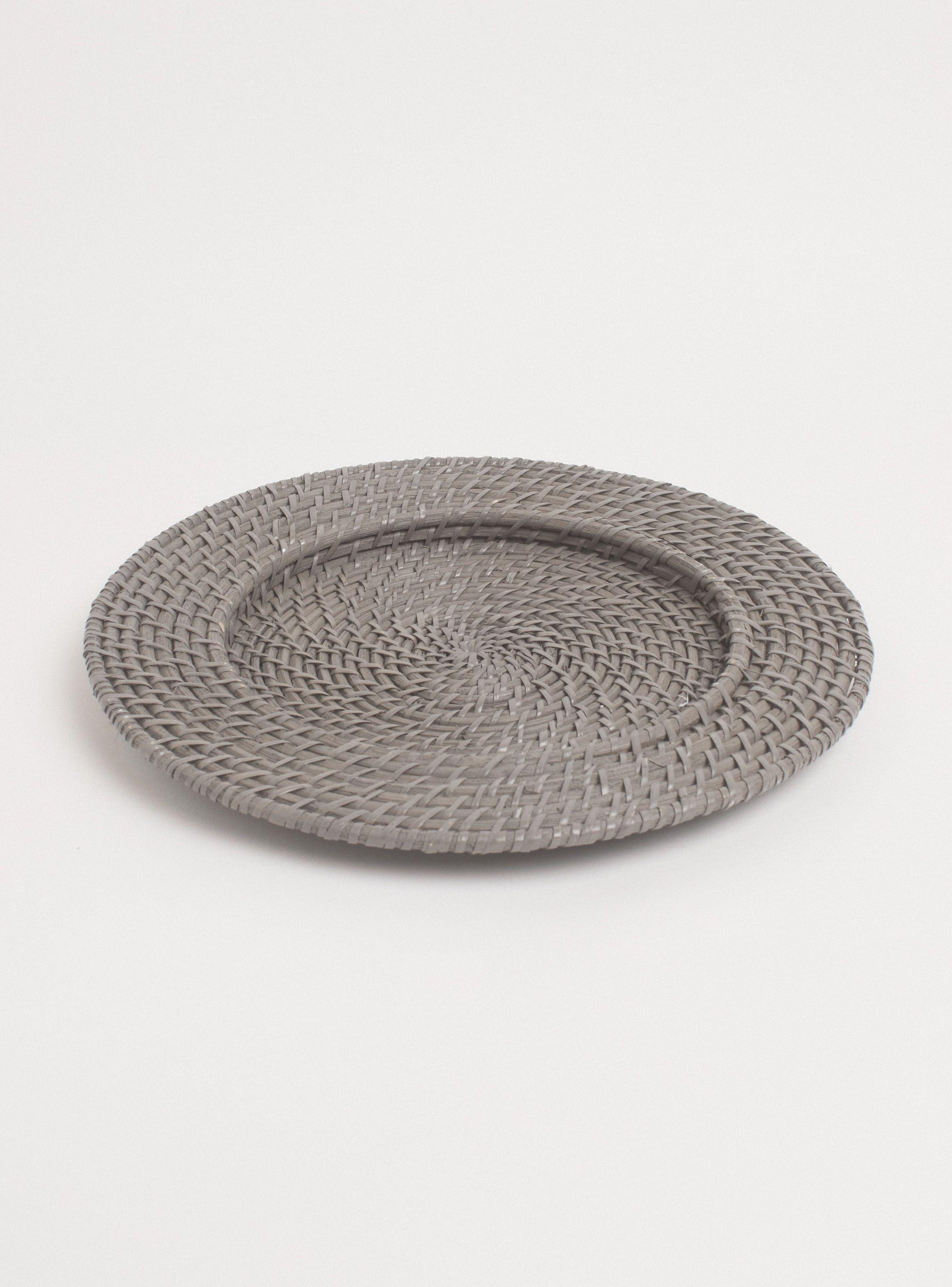 Plato Base Ratán Gris 35 cm-1