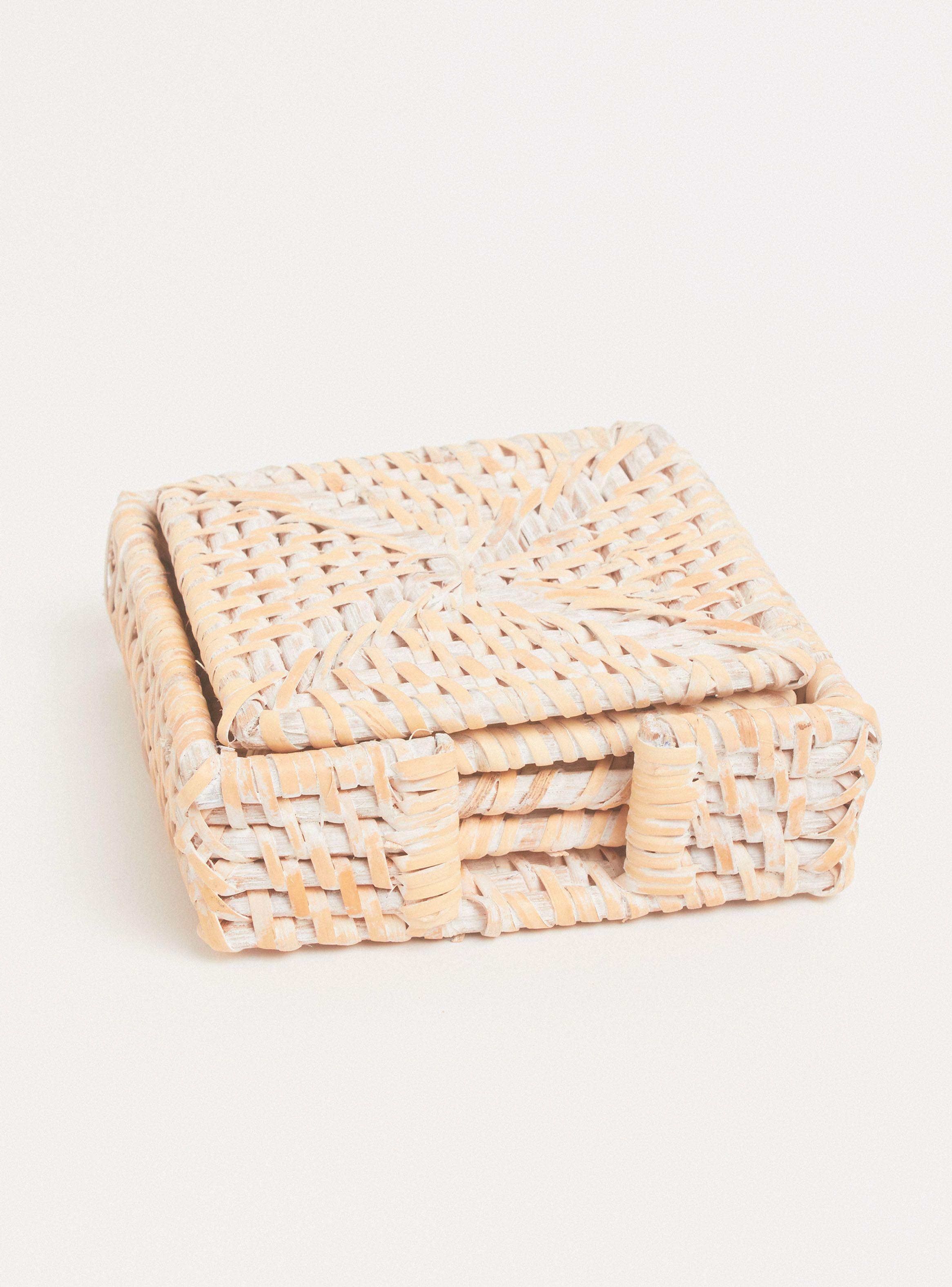 Set 4 Posavasos Ratán 12 x 12 cm-0