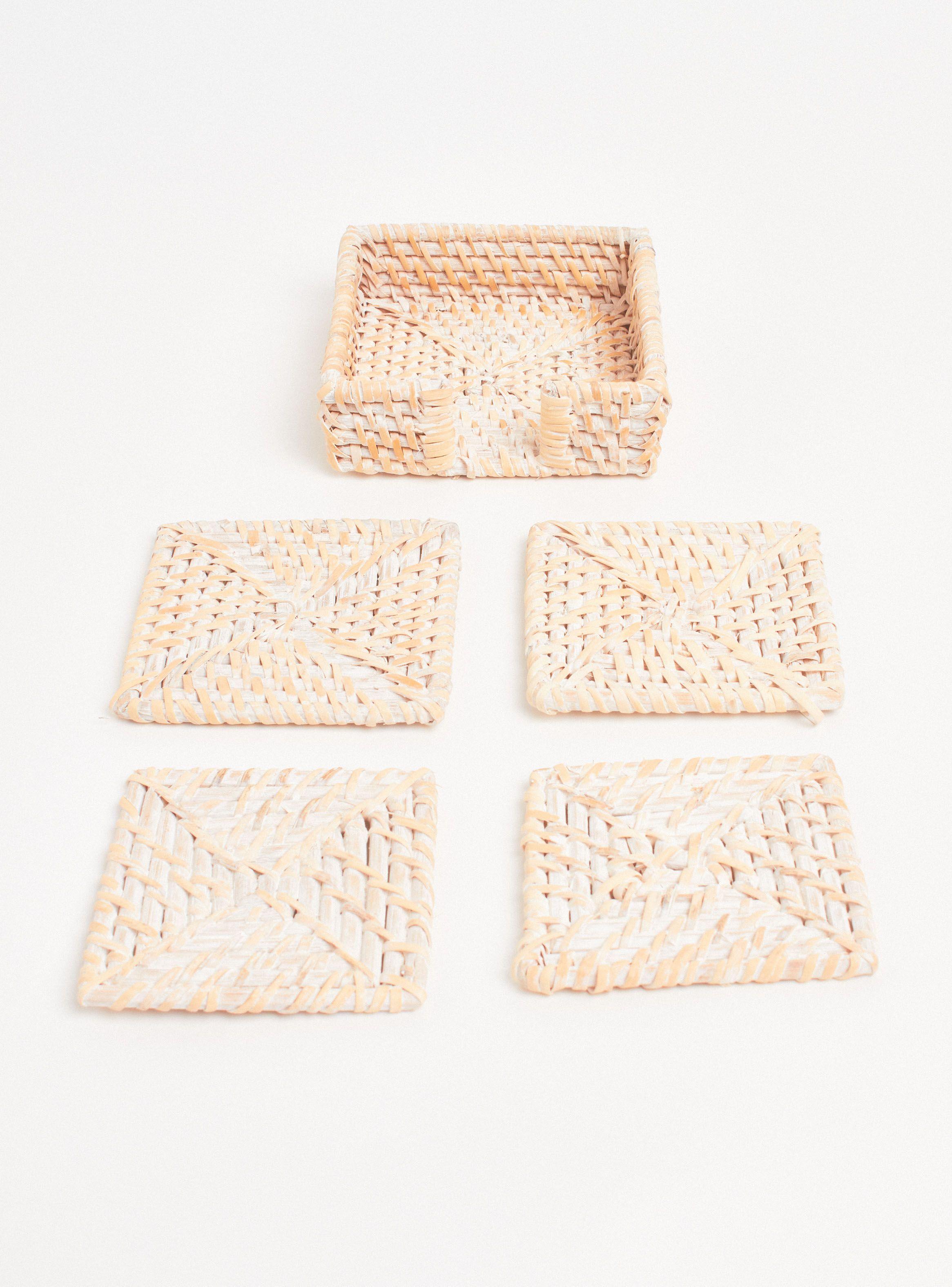 Set 4 Posavasos Ratán 12 x 12 cm-1