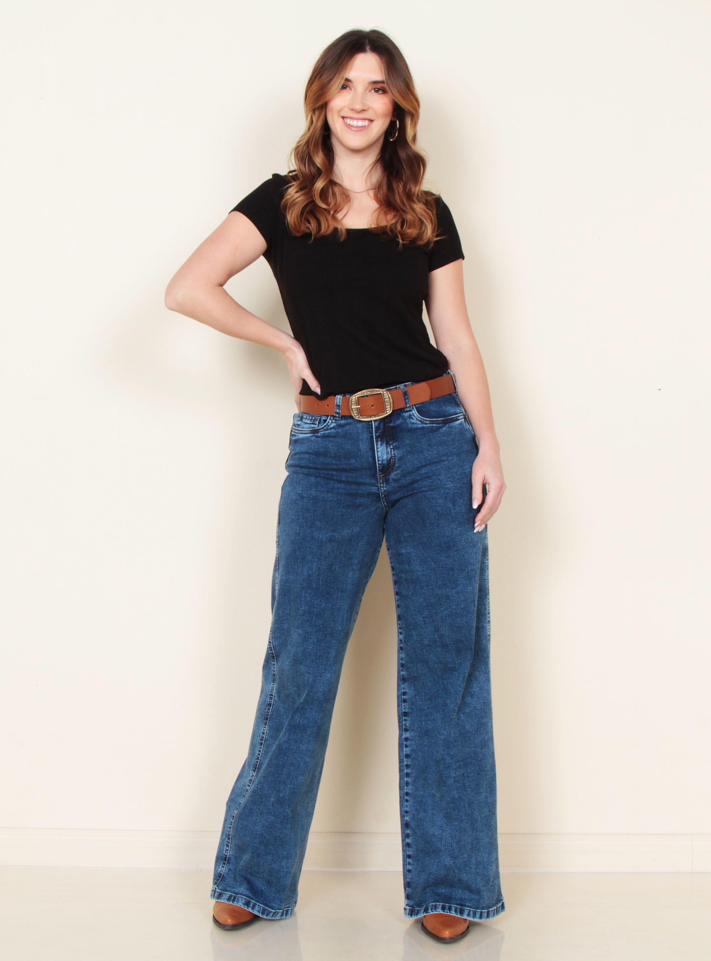 Jeans Wide Leg Tiro Alto Bolsillo Huaso Pretina-3