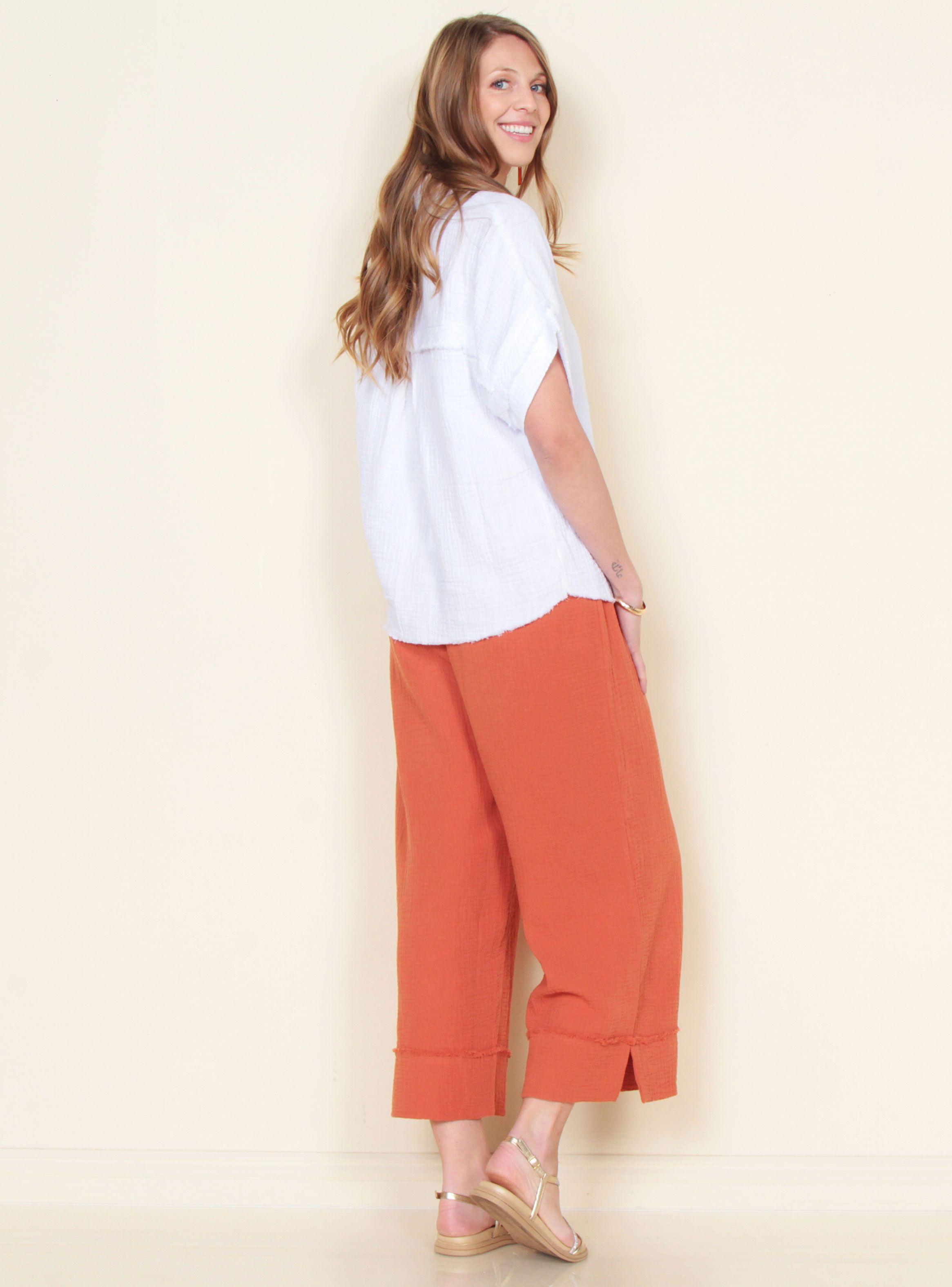 Blusa Manga Corta Sólida Escote en V-4