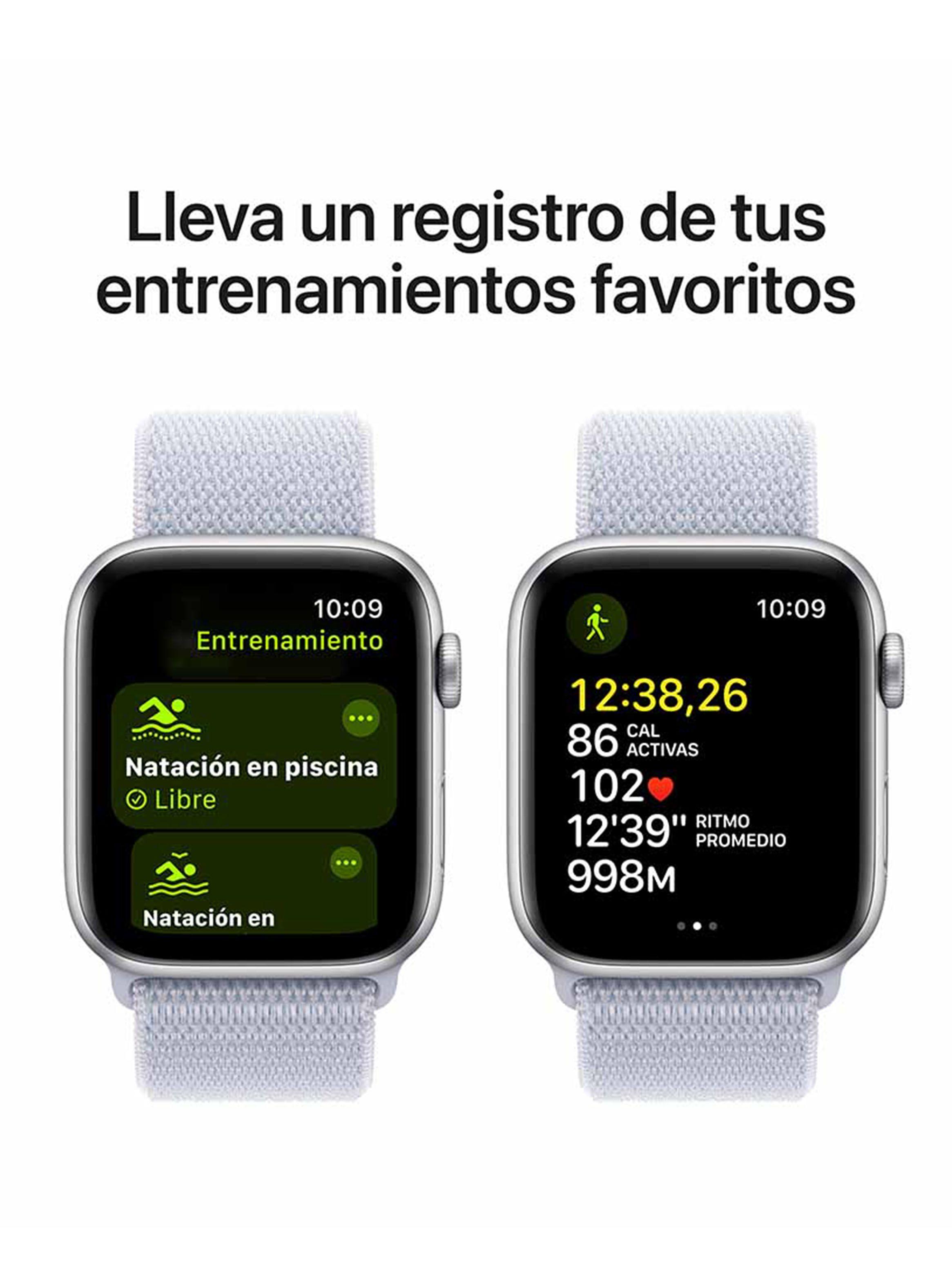 Apple Watch SE GPS Caja Aluminio Plata 44mm Correa Loop Deportiva Azul Nube-5