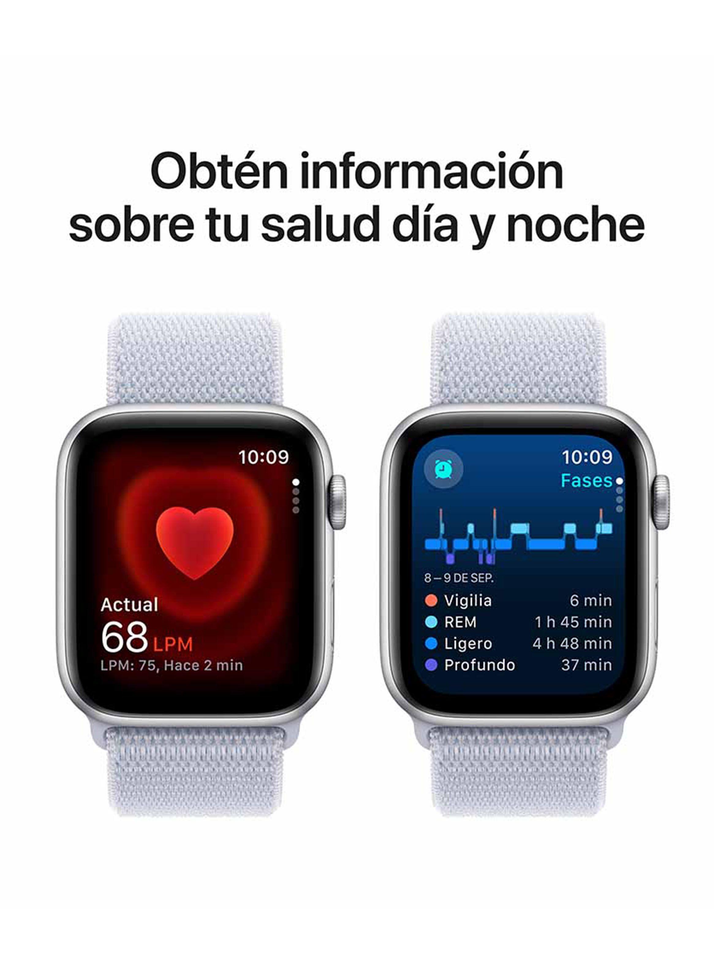 Apple Watch SE GPS Caja Aluminio Plata 44mm Correa Loop Deportiva Azul Nube-4